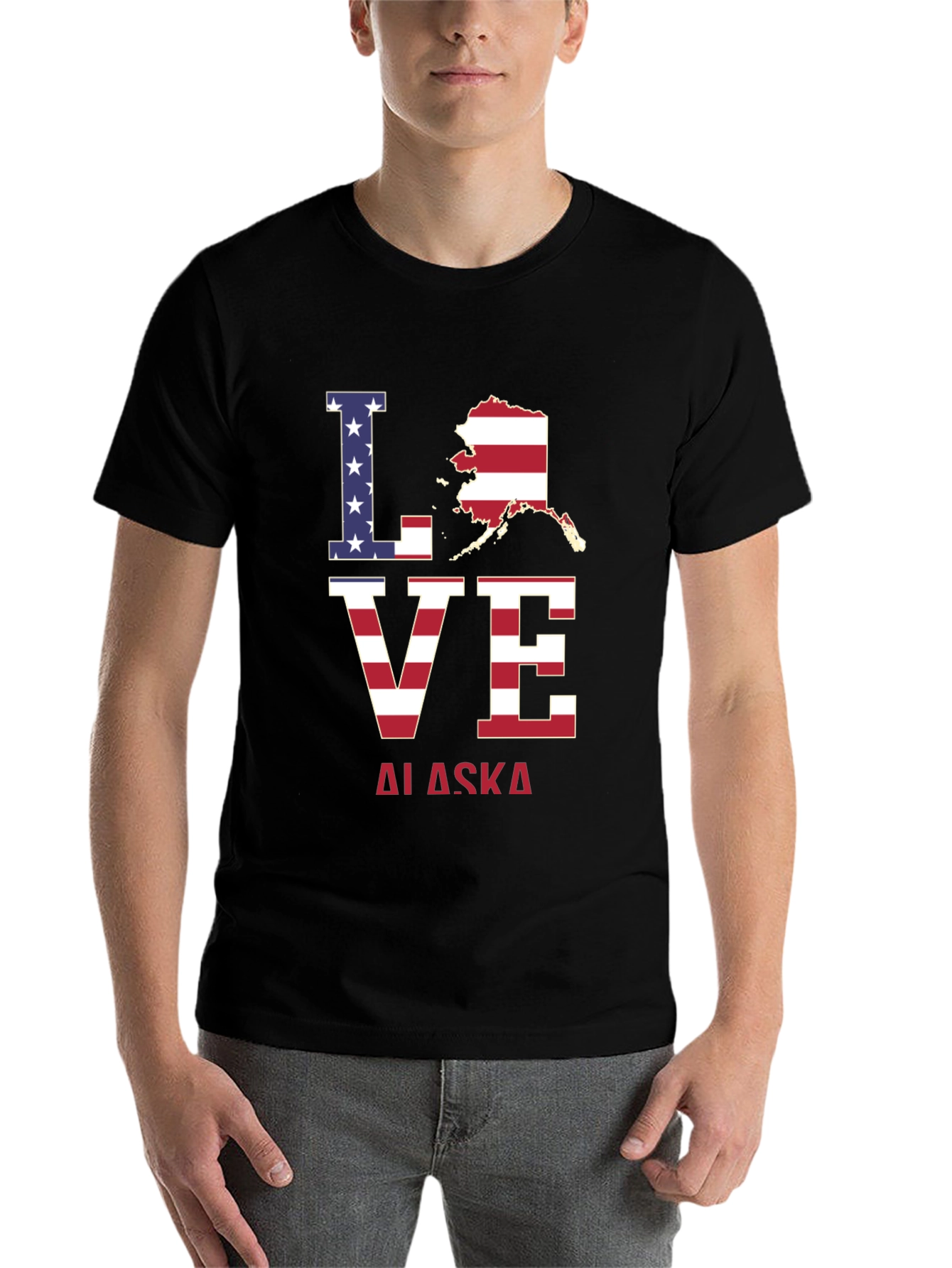 Black Love Alaska Patriotic T-Shirt view 7