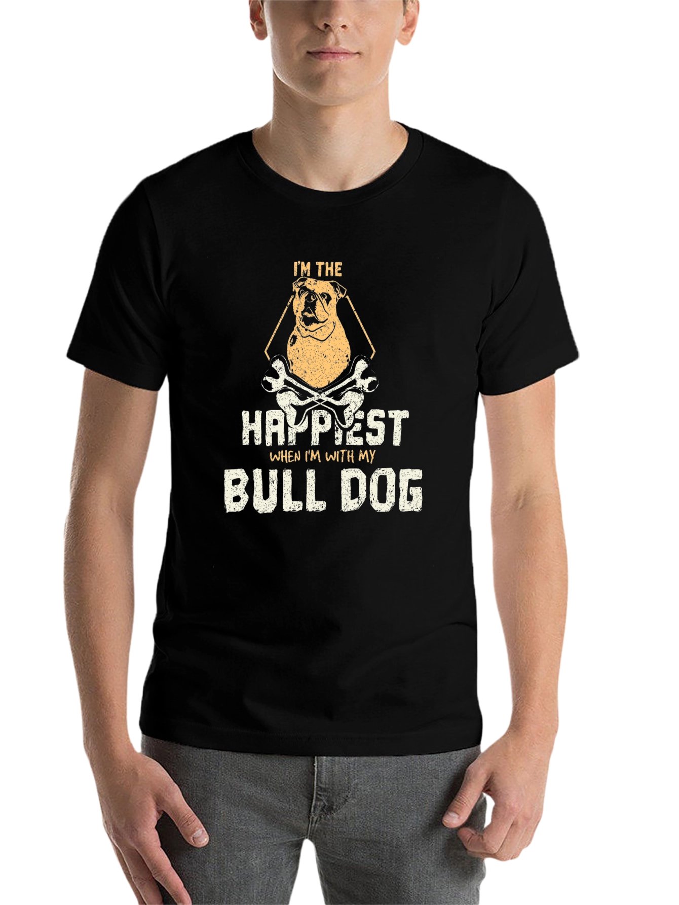 Black Happiest with My Bulldog Graphic T-Shirt view 7