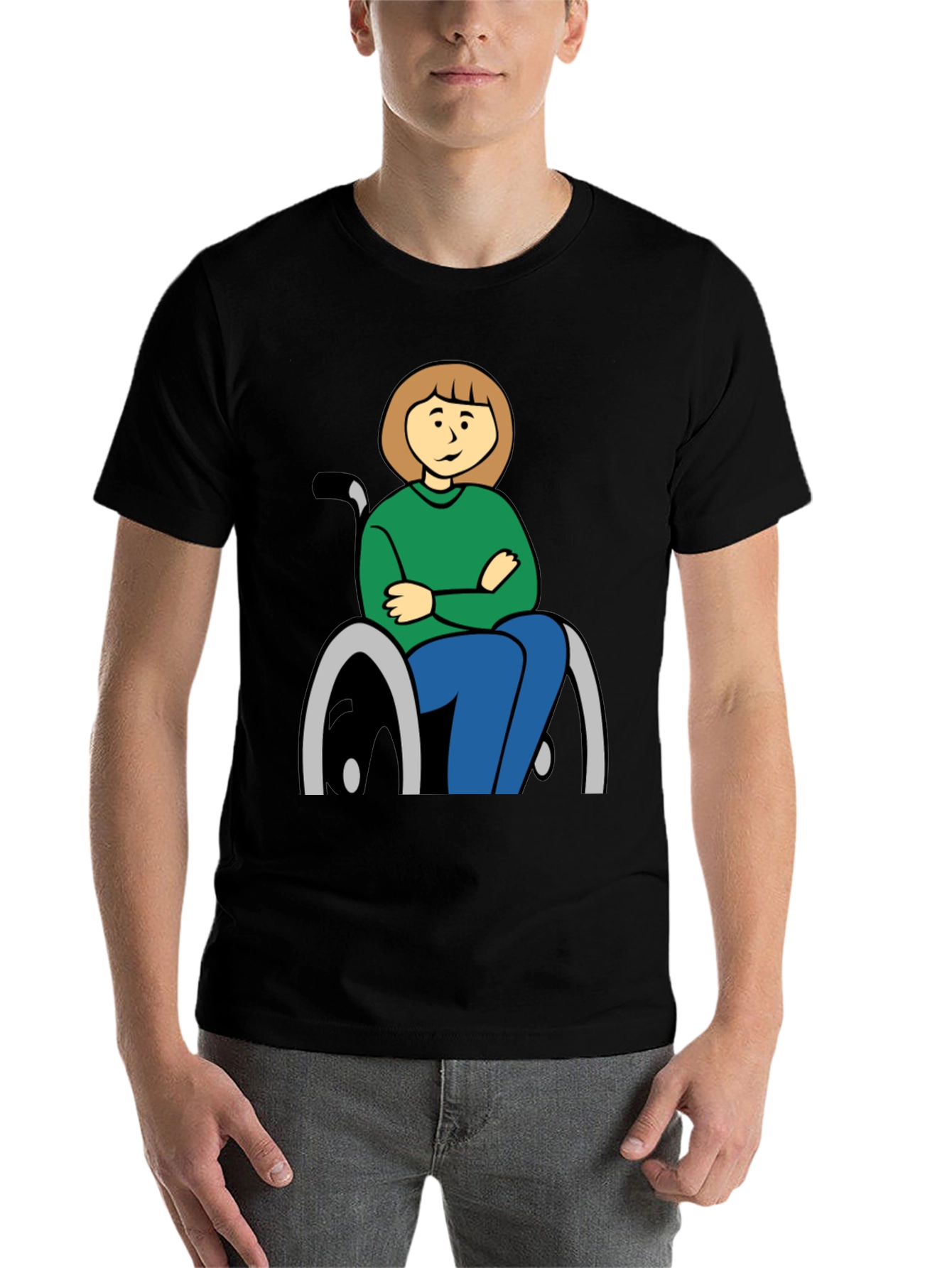 Black Cartoon Woman in Wheelchair Graphic Tee view 7