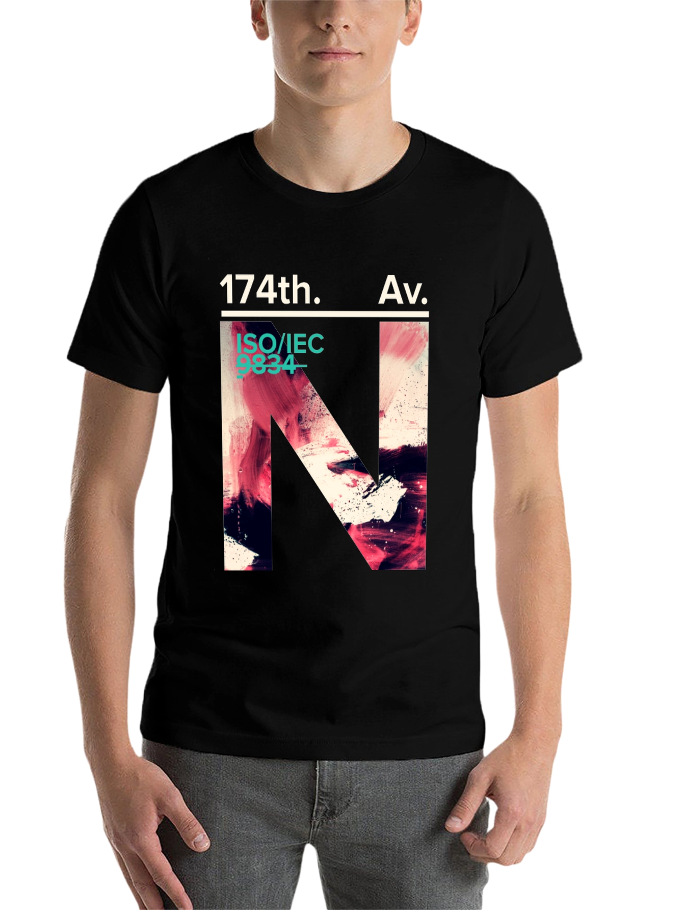 Black 174th Av. Graphic T-Shirt - Modern Artistic Design view 7