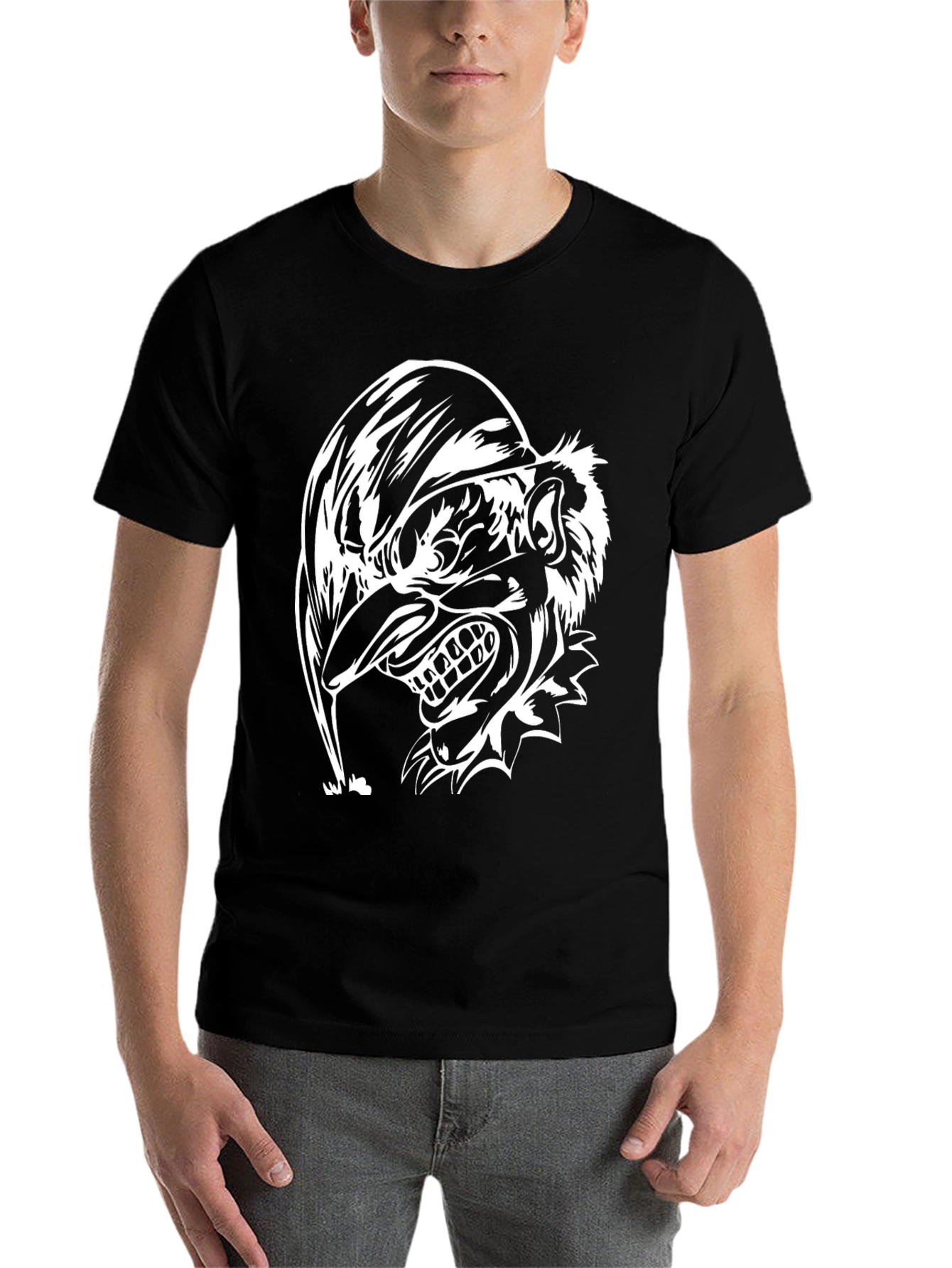 Black Men's Black T-Shirt - Jester Graphic Print view 7