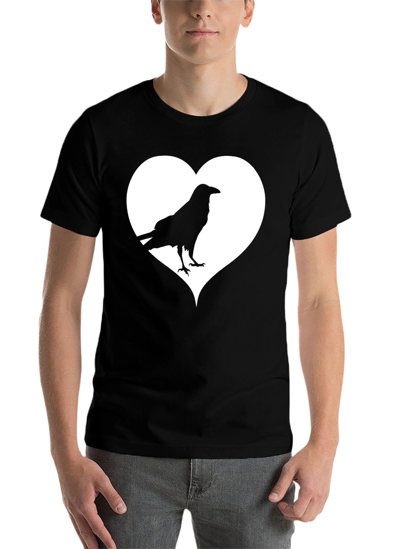 Black Raven Heart Graphic T-Shirt - Stylish Crow Tee view 7