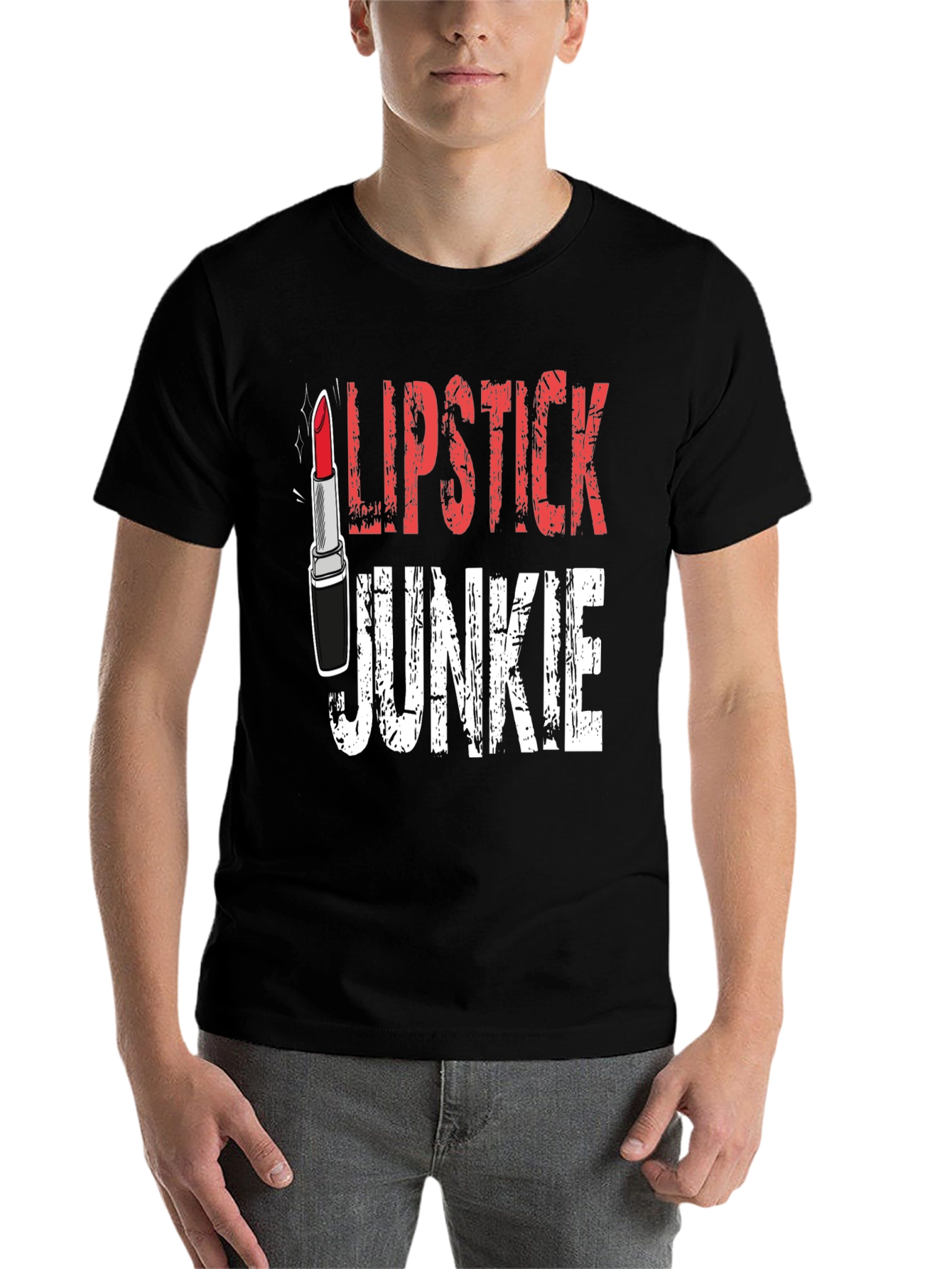 Black Lipstick Junkie Graphic Tee - Black Cotton T-Shirt view 7