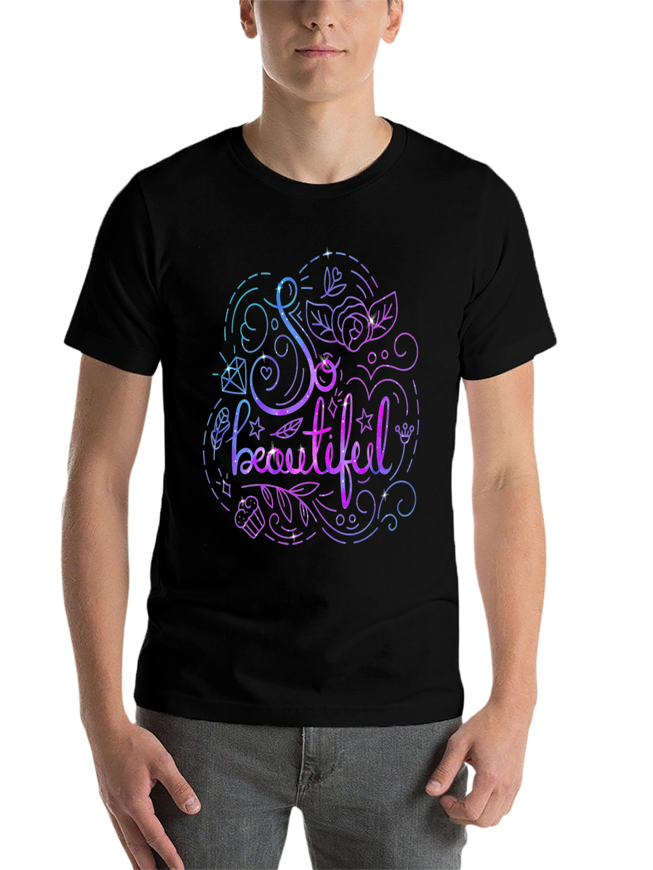 Black So Beautiful Graphic Print Black T-Shirt view 7