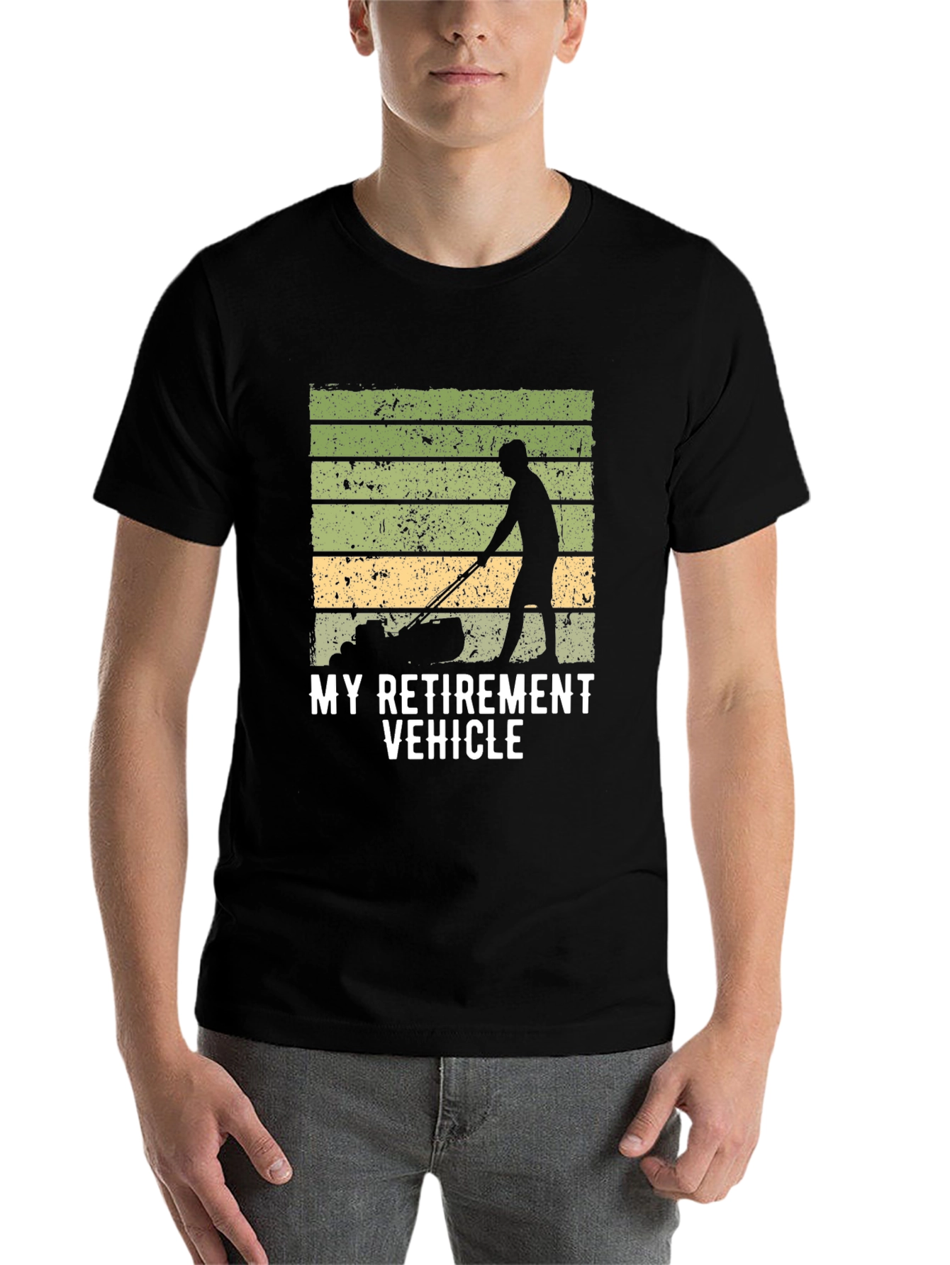 Black My Retirement Vehicle T-Shirt - Lawn Mower view 7
