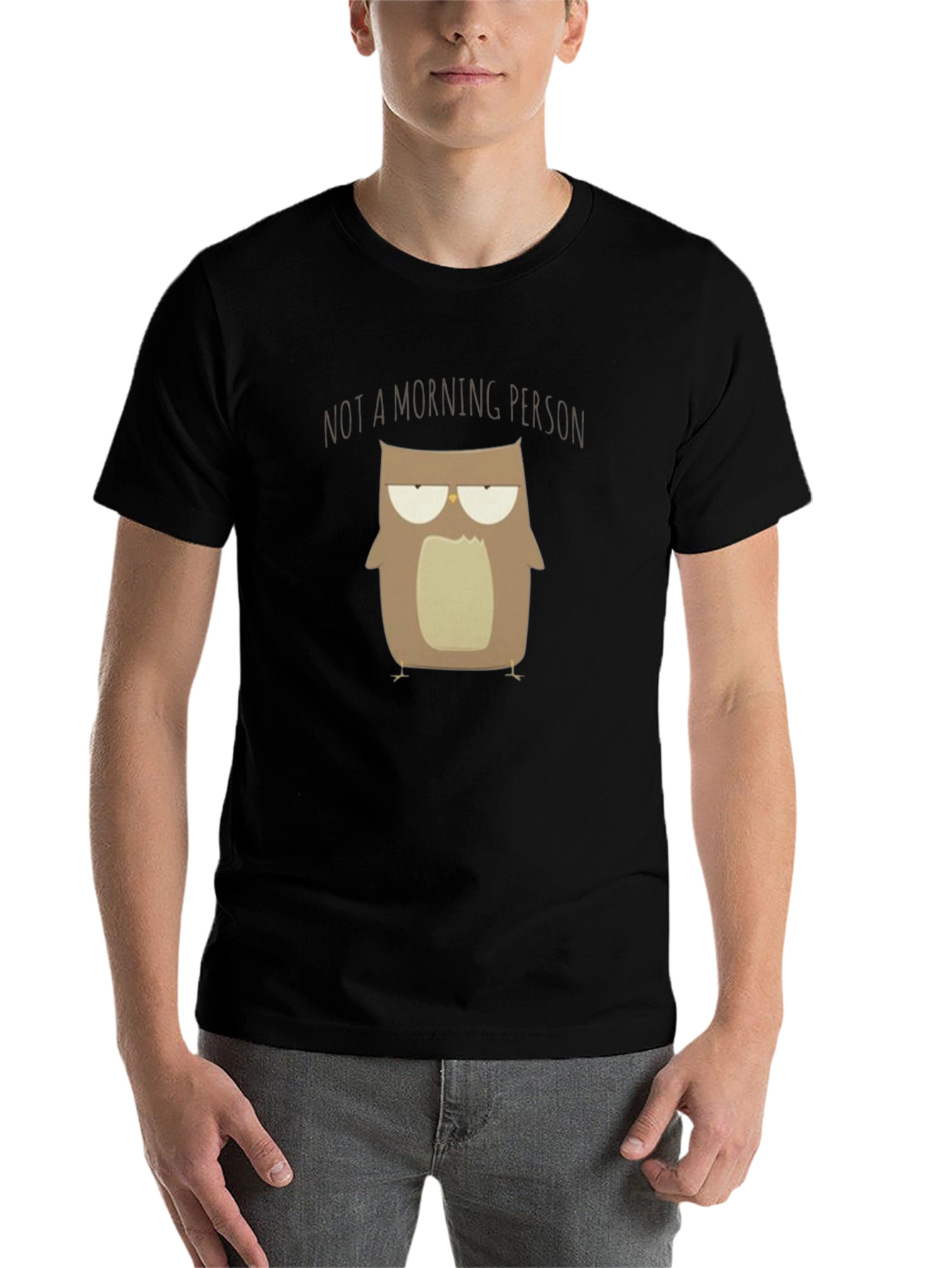 Black Not A Morning Person Owl T-Shirt view 7