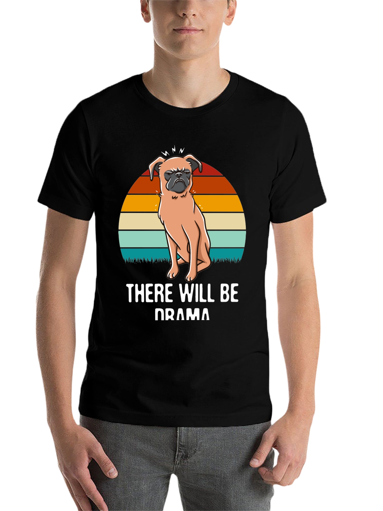 Black Drama Pug Graphic Tee - Unisex Black T-Shirt view 7