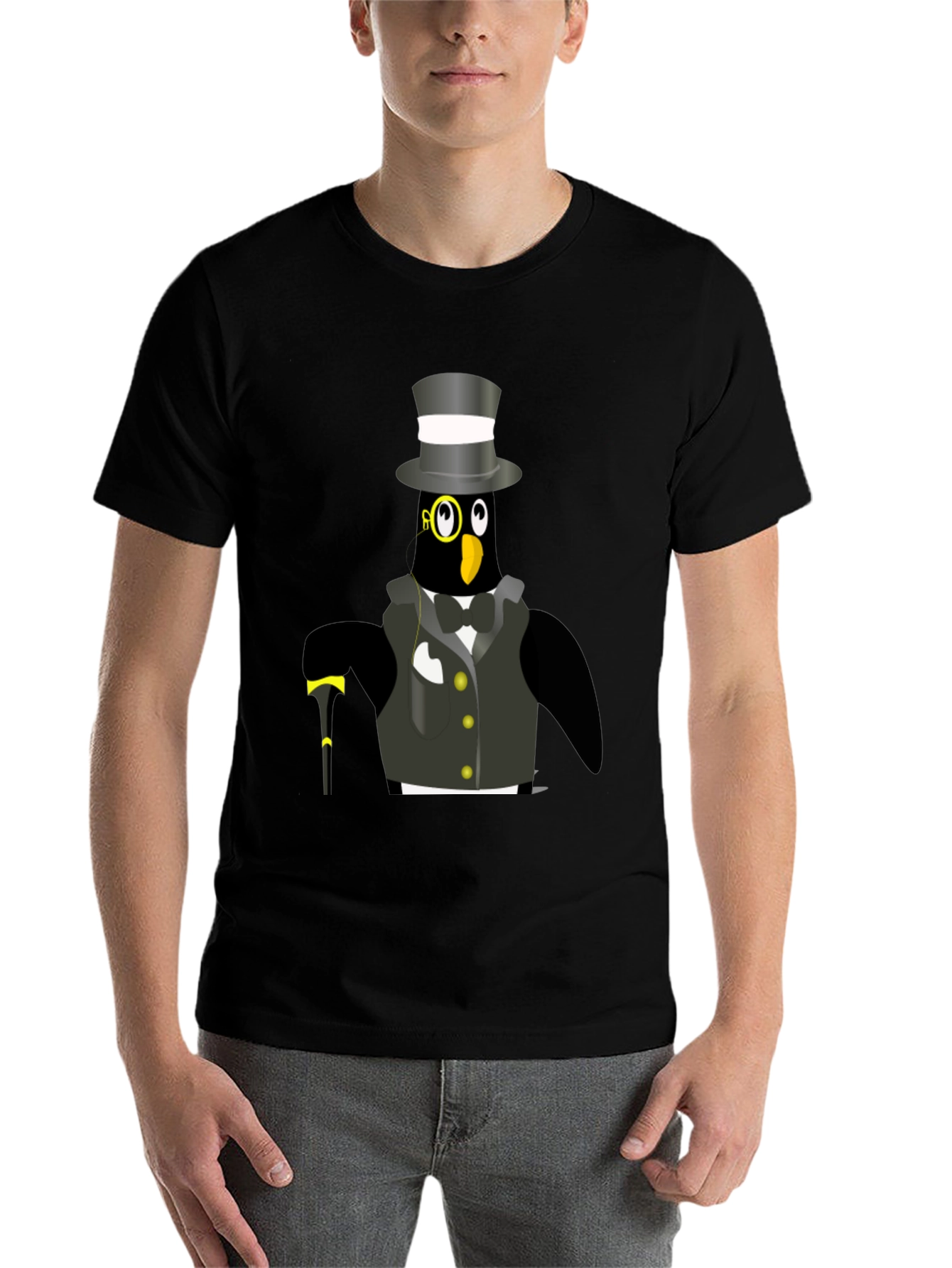 Black Penguin Tuxedo T-Shirt - Dapper Bird Tee view 7