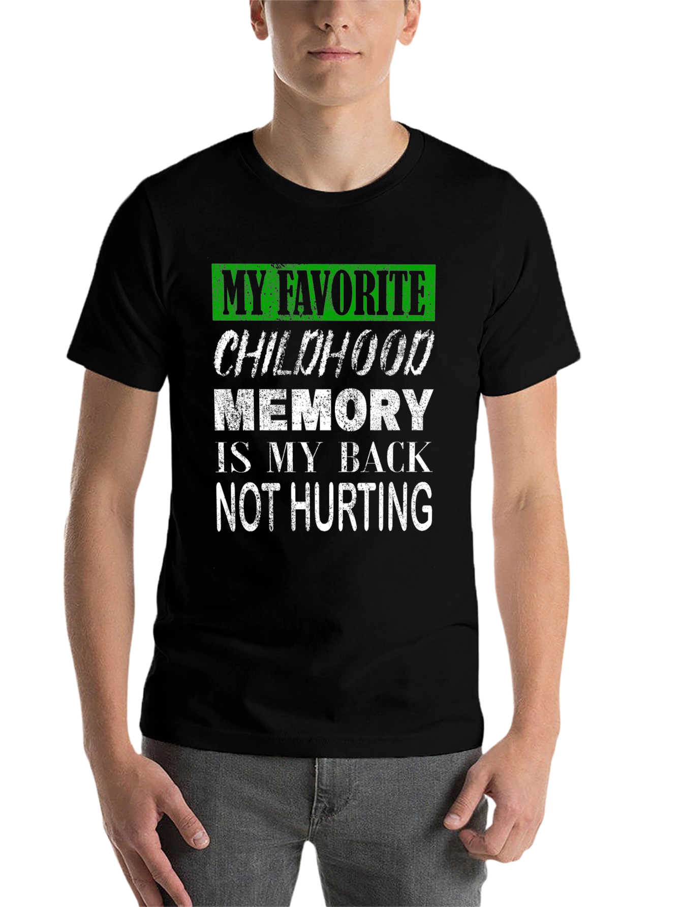 Black Funny Back Pain Childhood Memory T-Shirt view 7