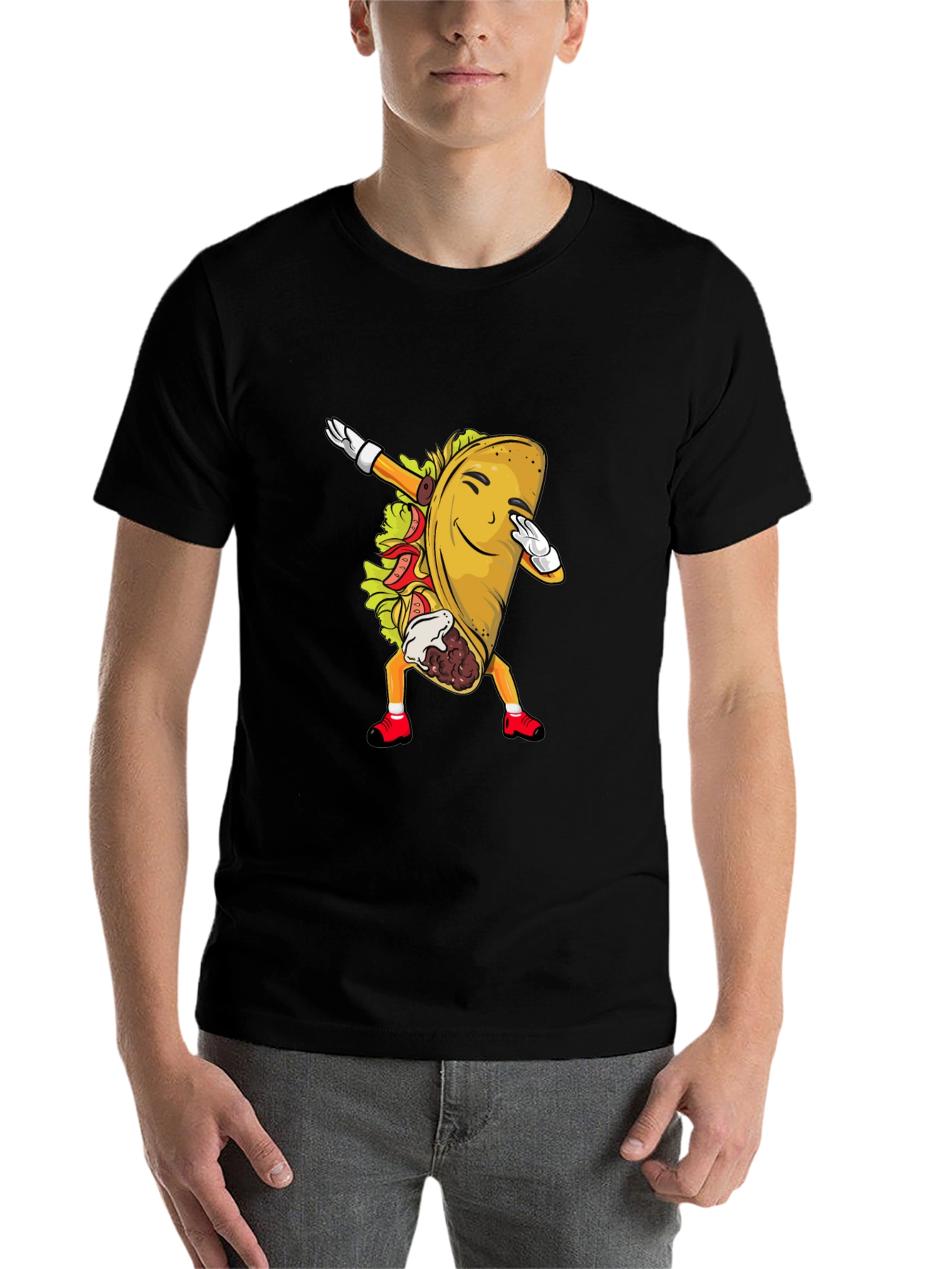 Black Taco Dabbing Graphic Tee - Fun Food Shirt view 7
