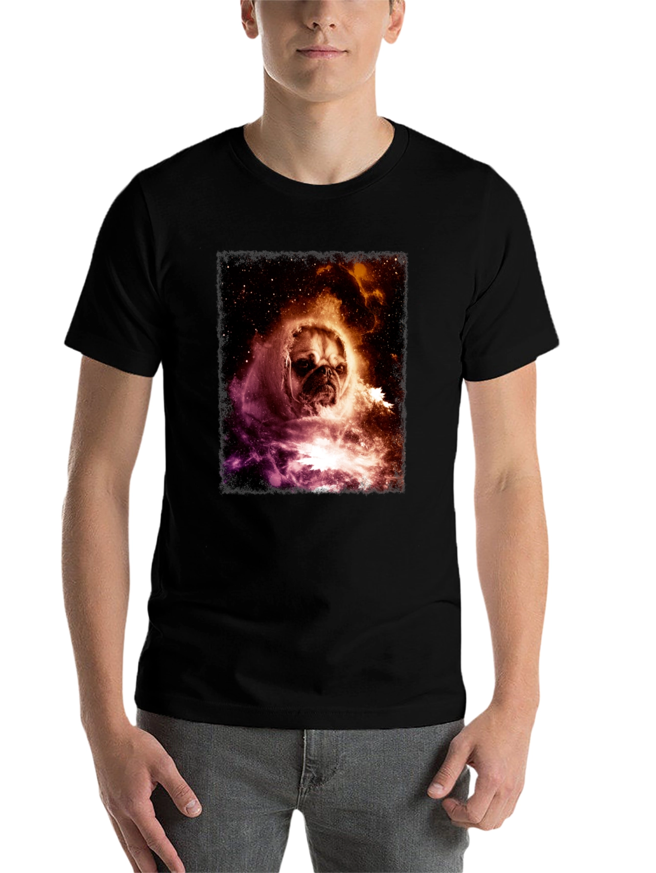 Black Cosmic Pug Graphic Tee - Black view 7