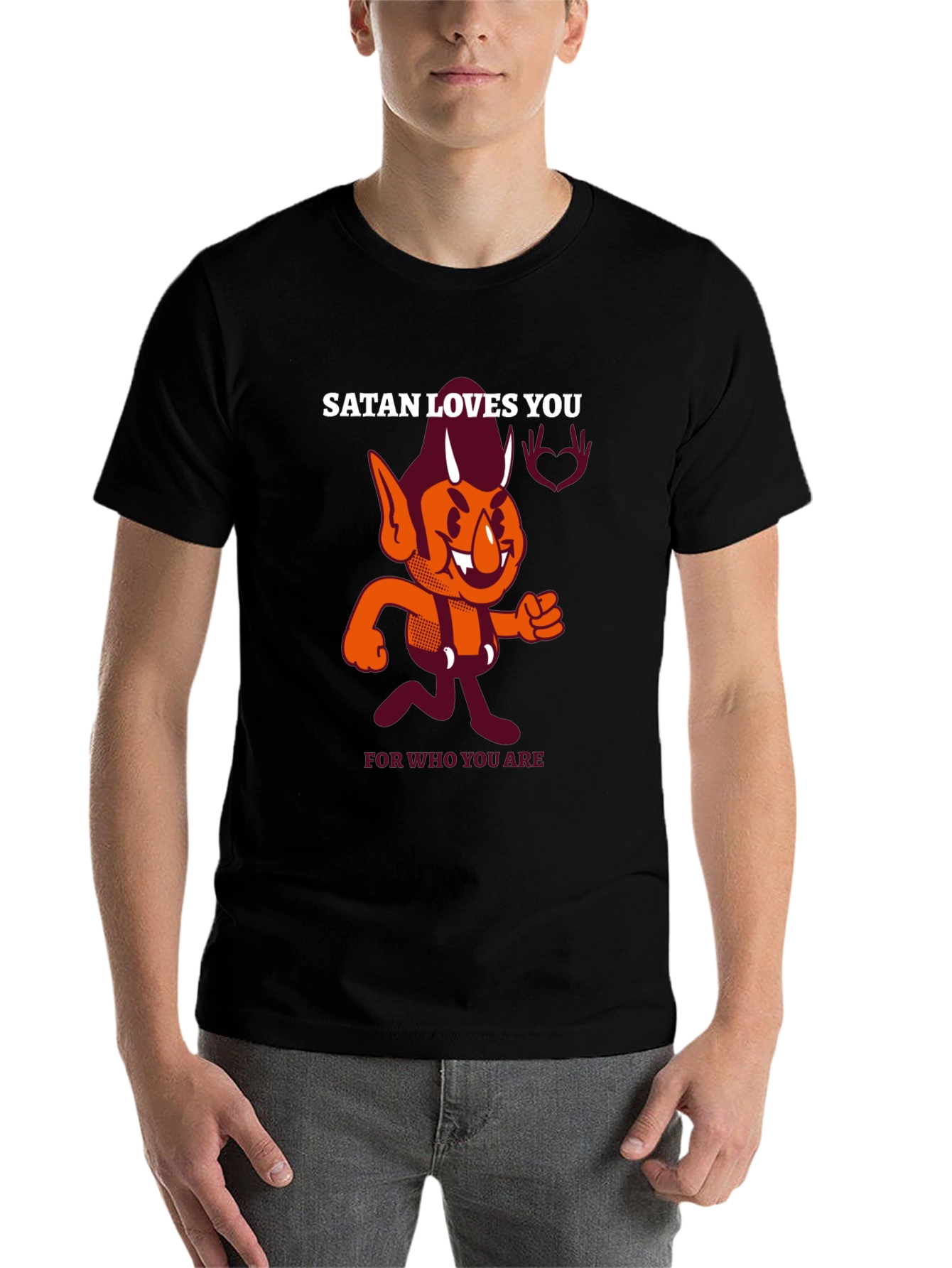 Black Satan Loves You Graphic T-Shirt view 7