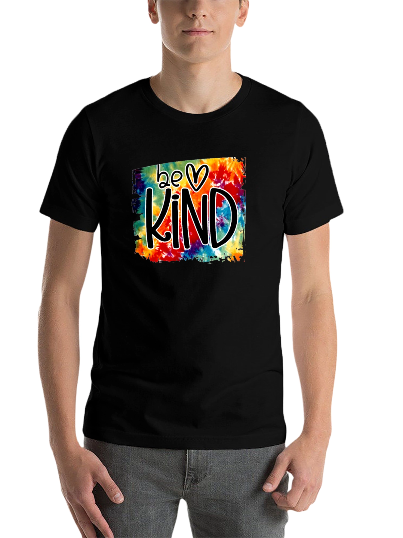 Black Be Kind Tie Dye Graphic Tee - Black view 7