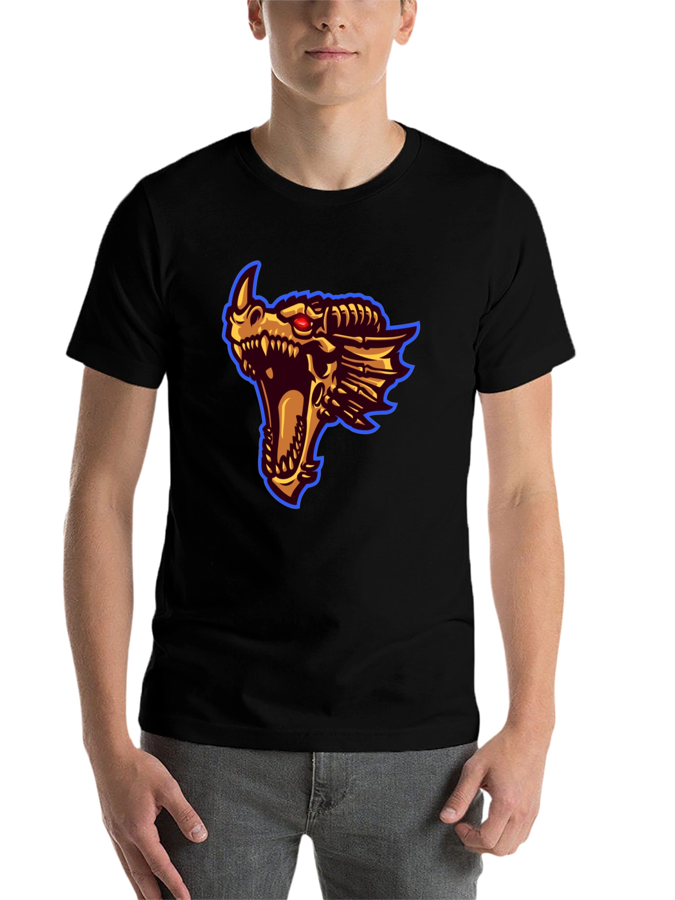 Black Dragon Head Graphic Print T-Shirt view 7