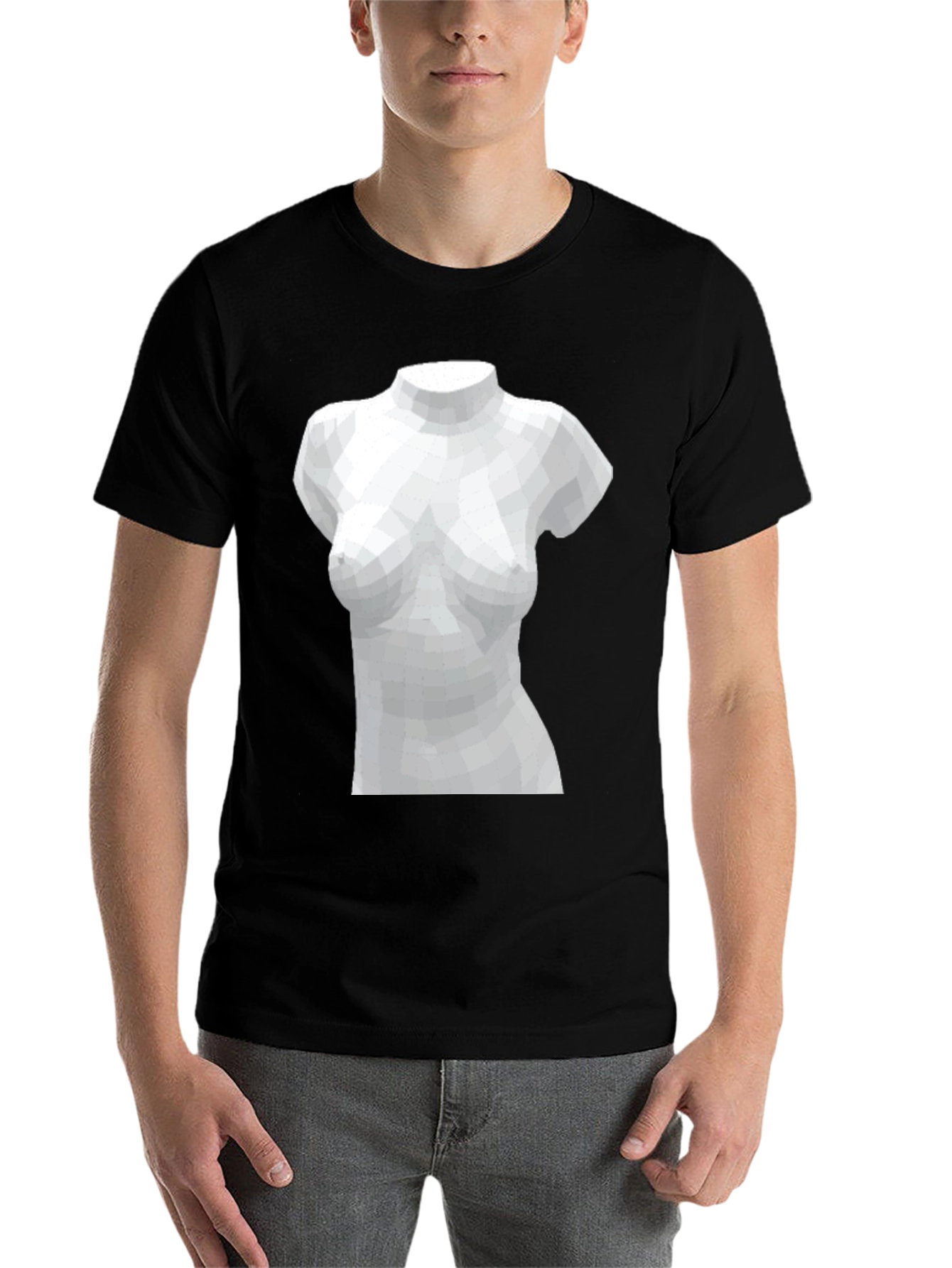 Black Geometric Torso Graphic Tee - Black view 7