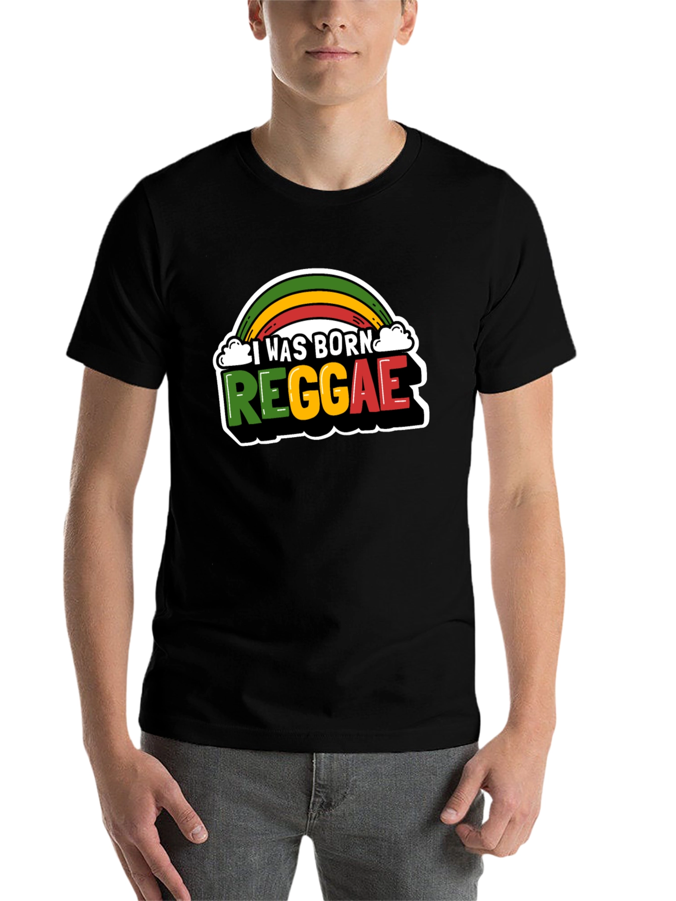Black I Was Born Reggae T-Shirt - Rasta Pride view 7