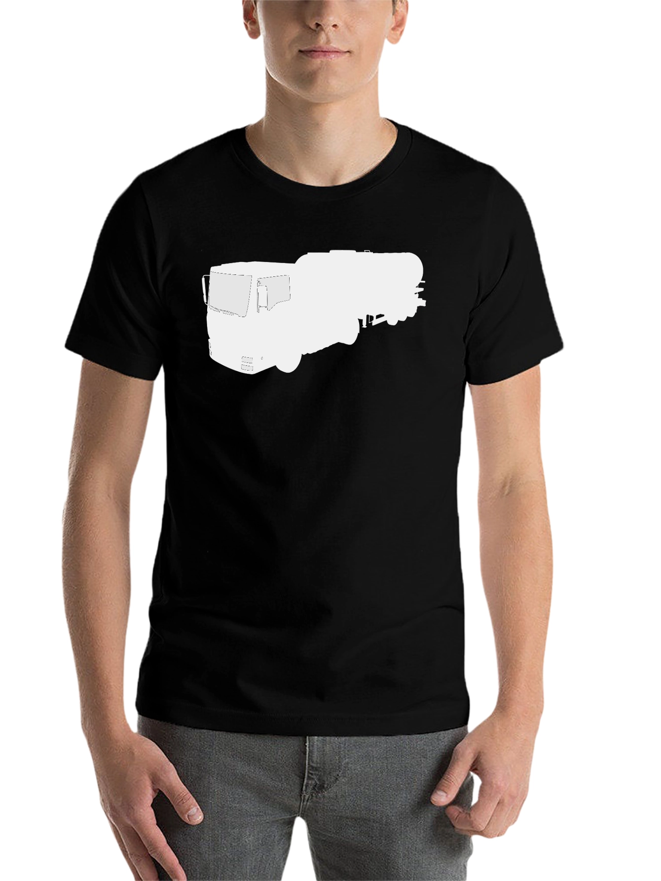 Black Trucker Tee: Black Heavy-Duty Vehicle Graphic T-Shirt view 7
