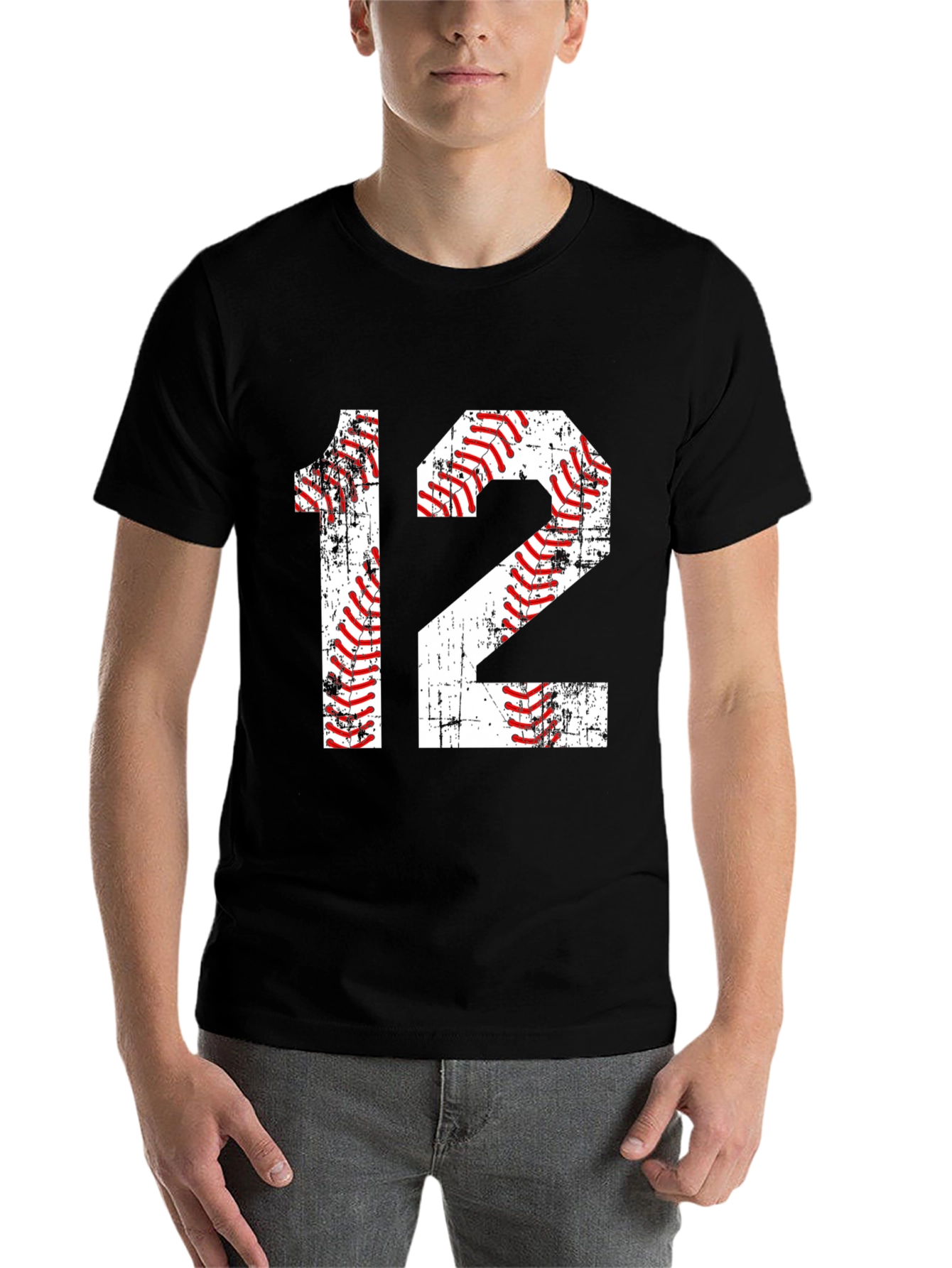 Black Baseball Number 12 T-Shirt view 7