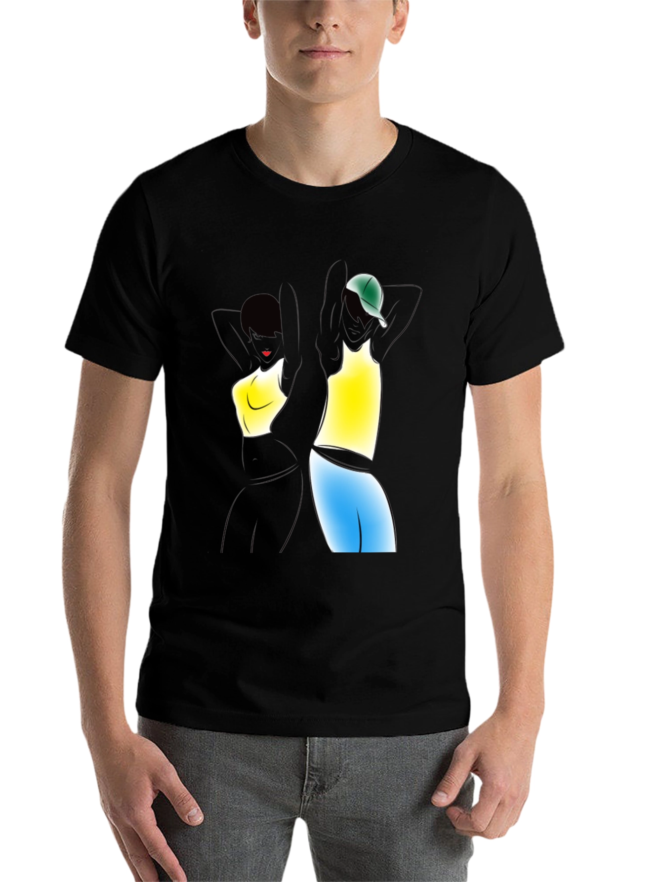 Black Graphic Tee: Stylish Figures Black T-Shirt view 7