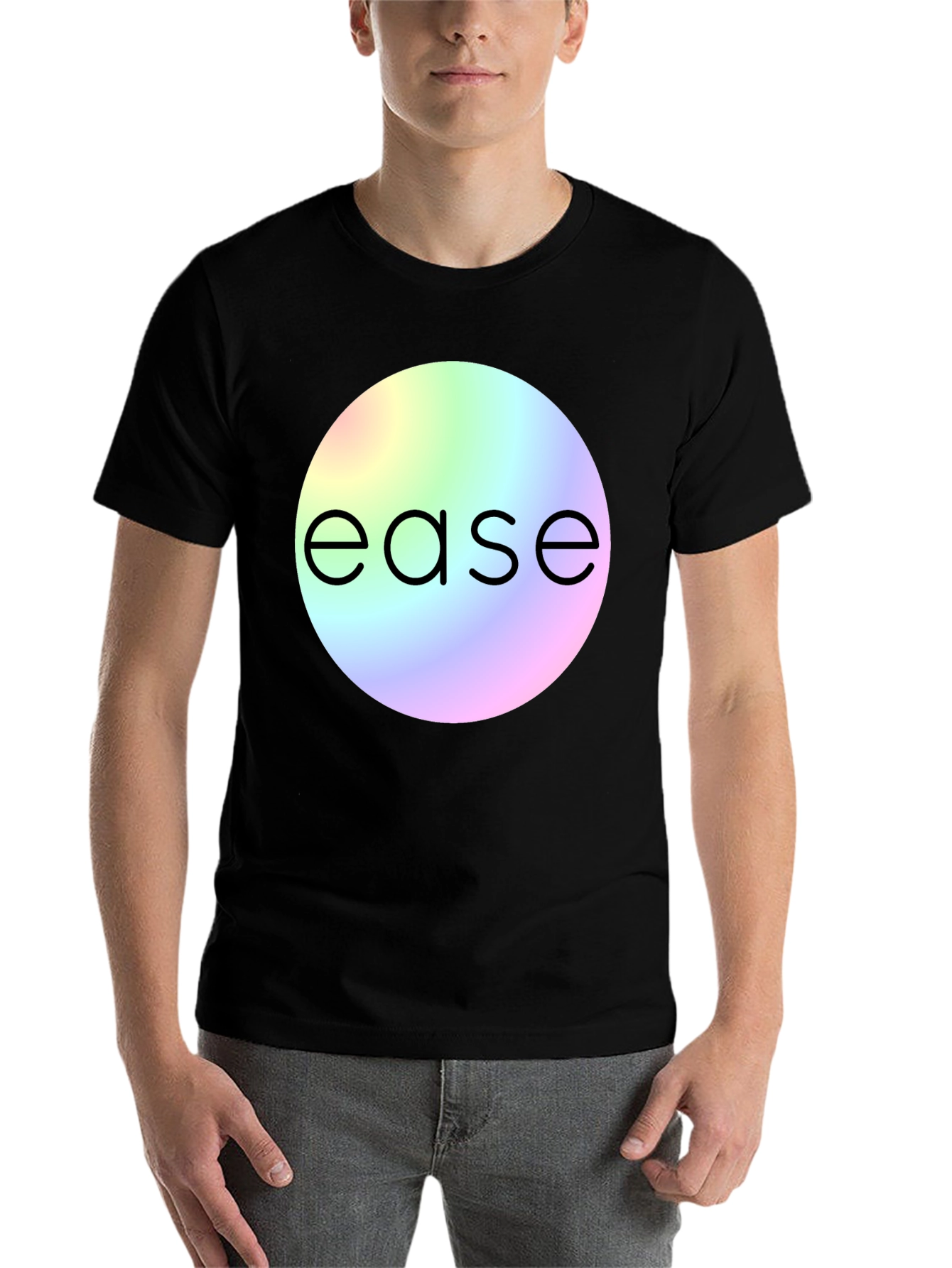 Black Ease Rainbow Circle Graphic T-Shirt view 7