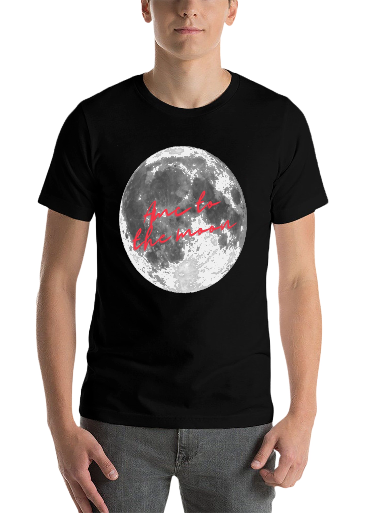 Black Moon Graphic T-Shirt - "Fly Me to the Moon" Crew Neck Tee view 7