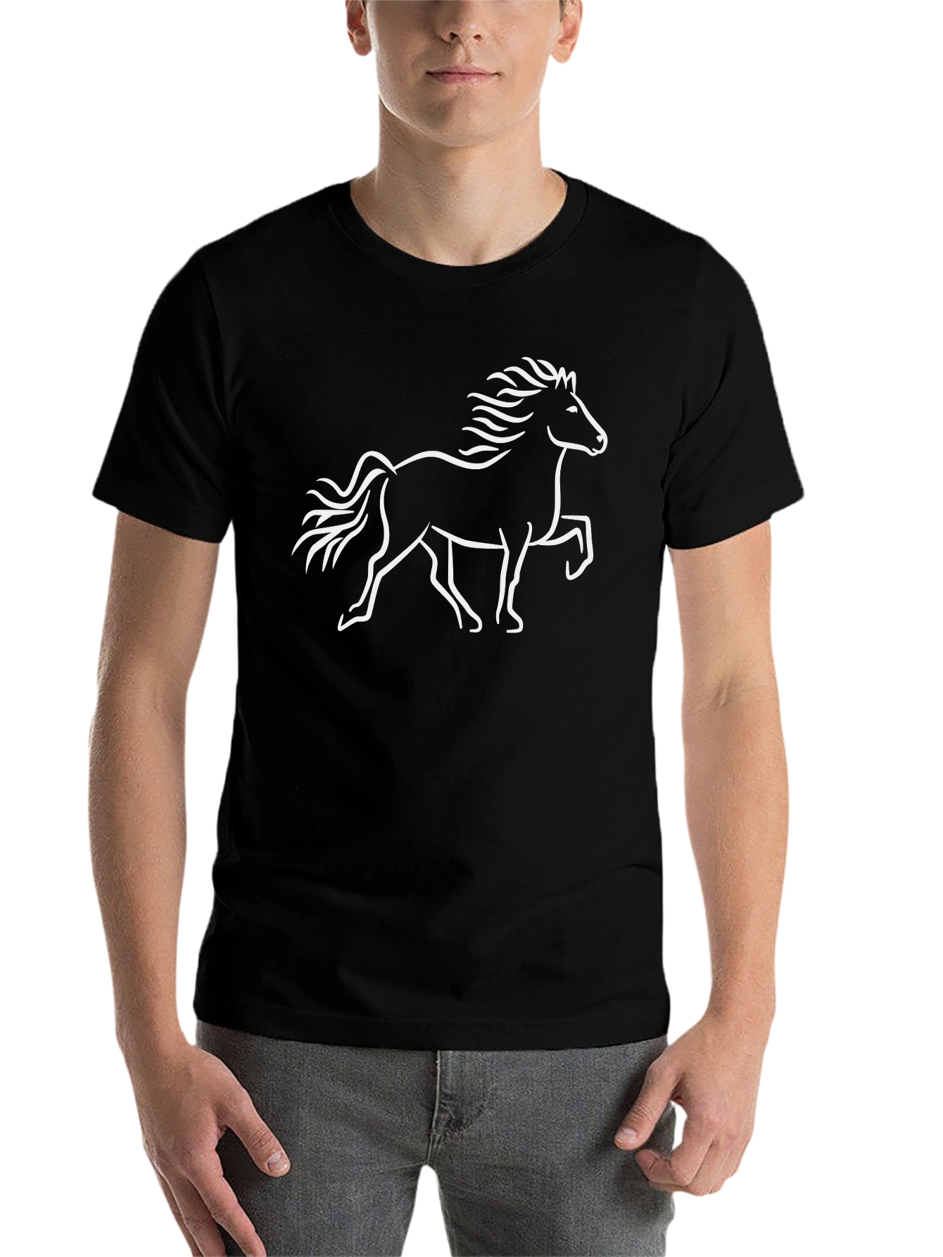 Black Horse Graphic Tee - Black Cotton Comfort view 7