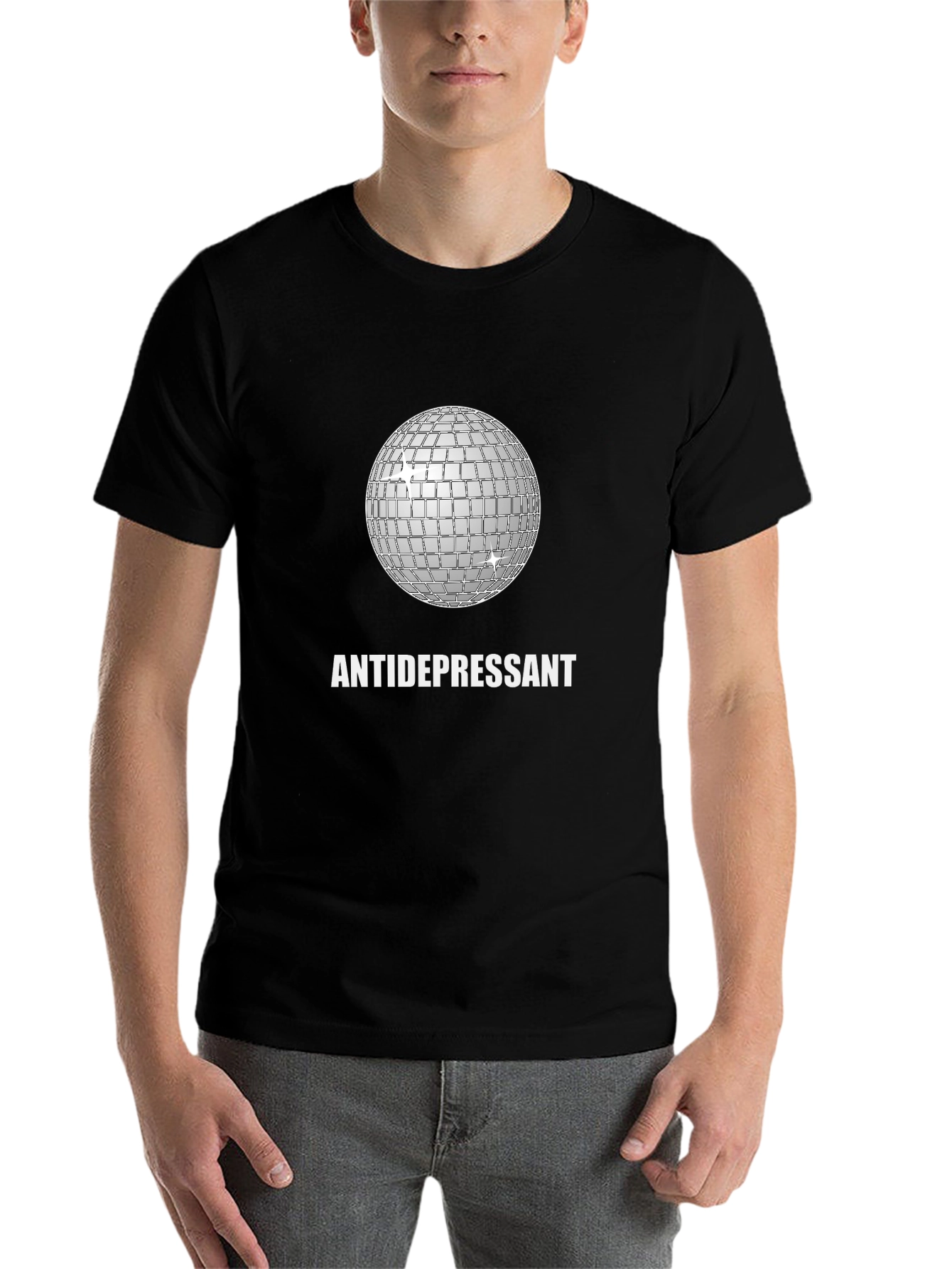 Black Antidepressant Disco Ball Graphic Tee - Stylish Comfort view 7
