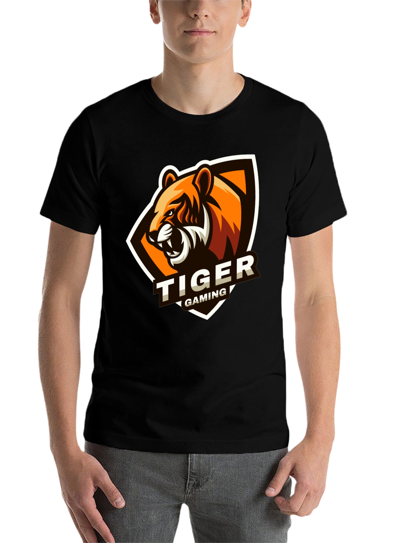 Black Tiger Gaming T-Shirt - Black view 7