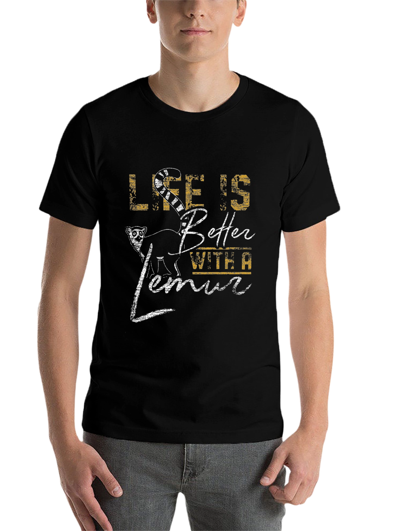 Black Life is Better with a Lemur Graphic Tee view 7