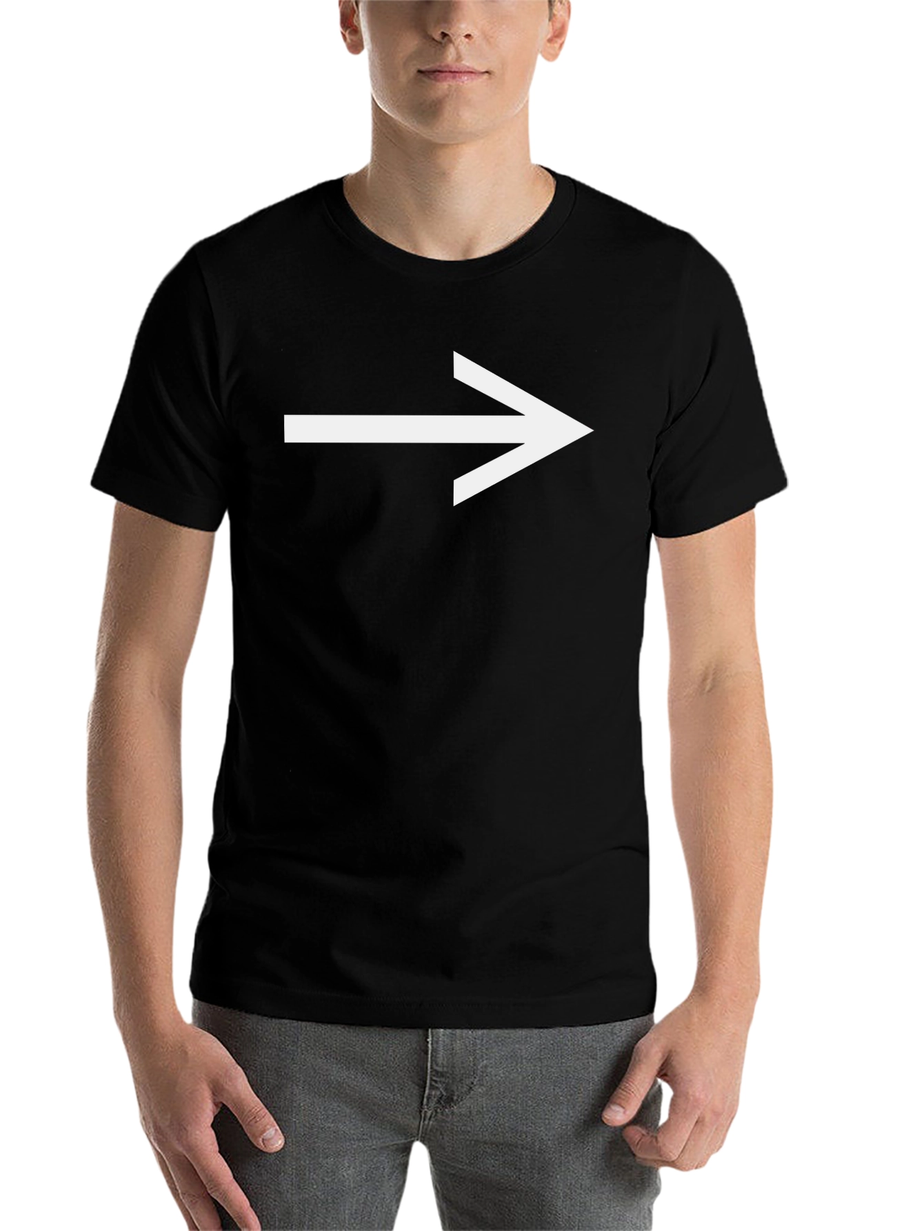 Black Right Arrow Graphic T-Shirt - Black Cotton Casual Wear view 7