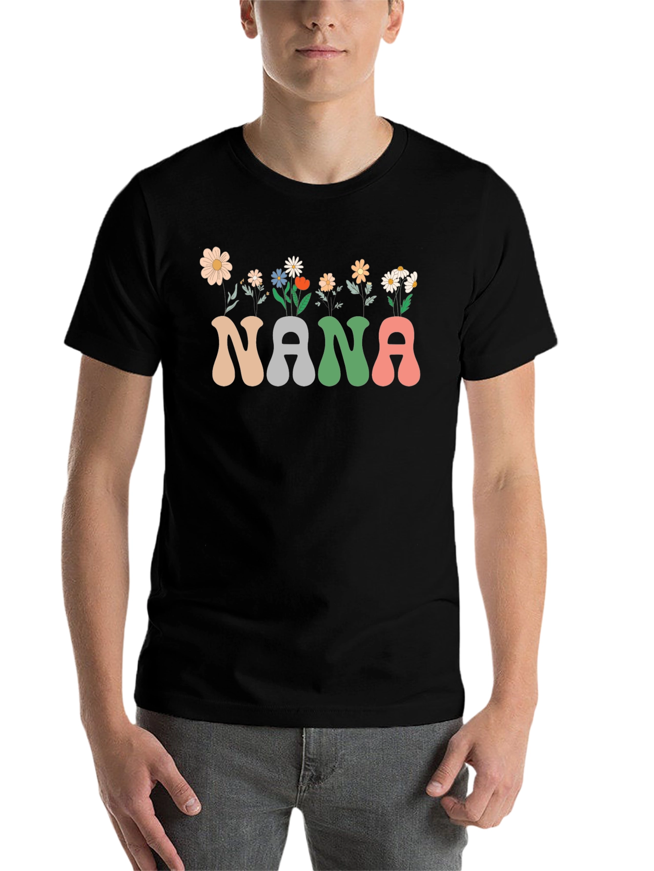 Black Nana Floral Graphic T-Shirt view 7