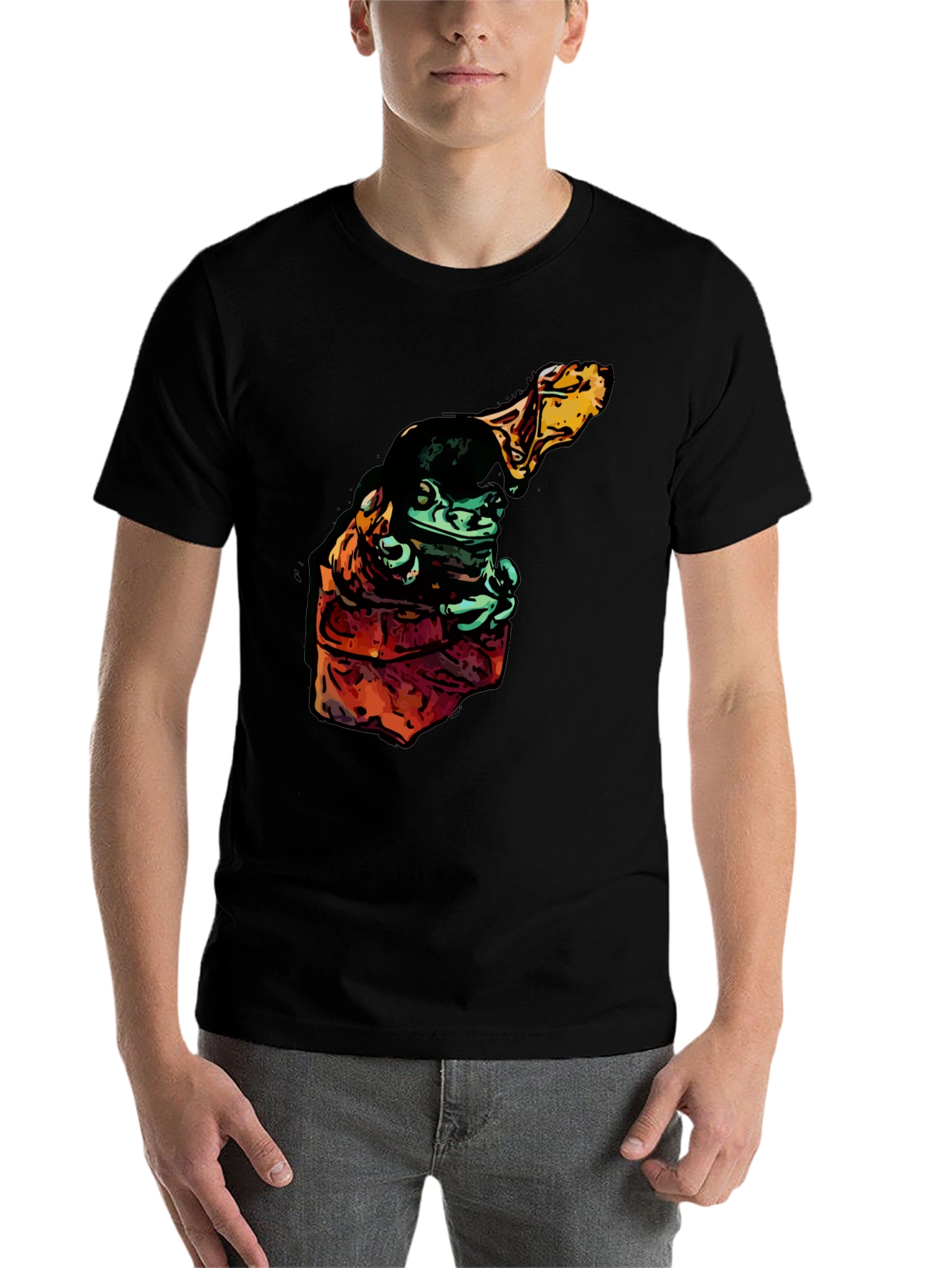 Frog in Hoodie Graphic Tee - Cool Cartoon Style - 7