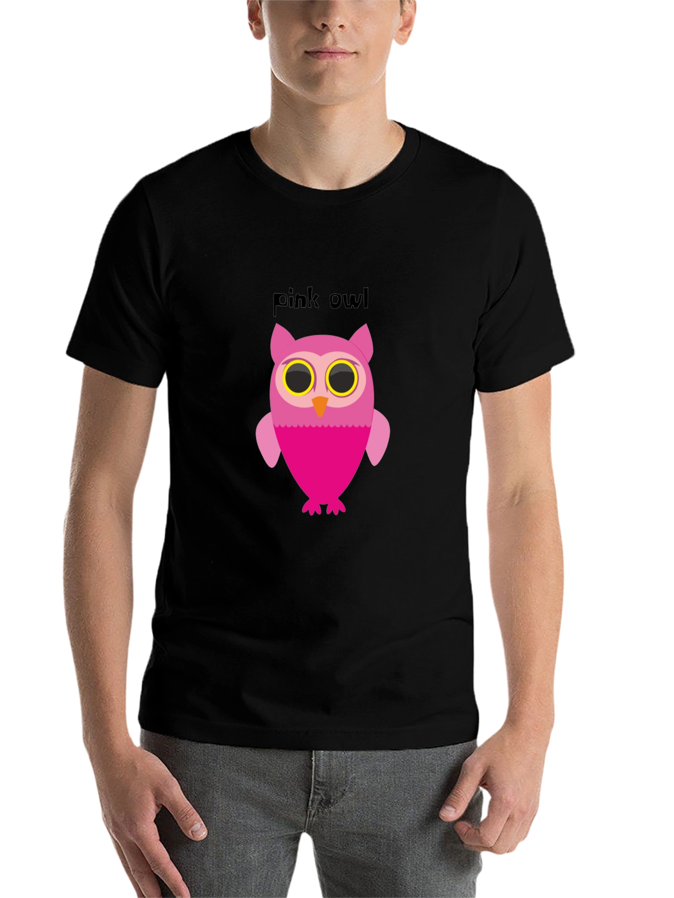 Black Pink Owl Graphic Tee - Soft Cotton Blend view 7
