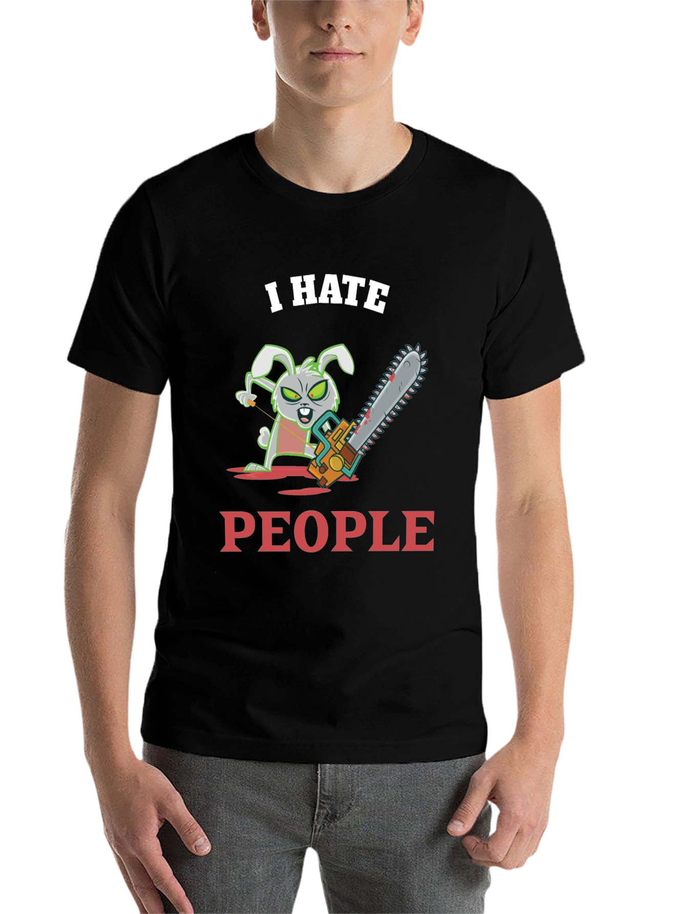 Black I Hate People Bunny T-Shirt view 7