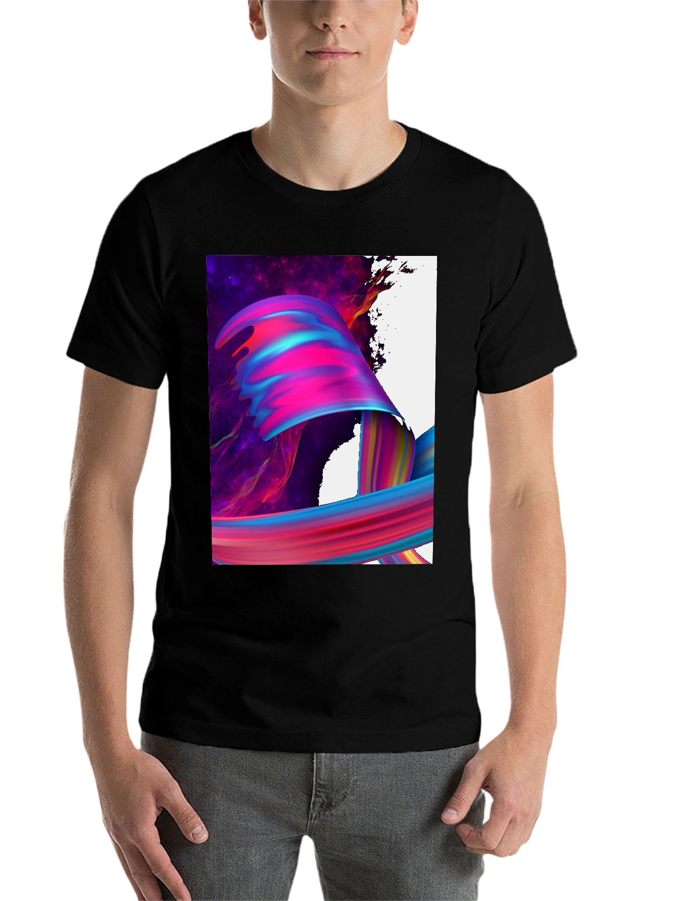 Black Abstract Art Black T-Shirt view 7