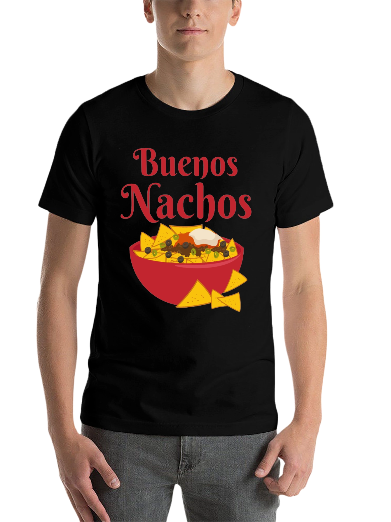 Black Buenos Nachos Graphic T-Shirt - Foodie Apparel view 7
