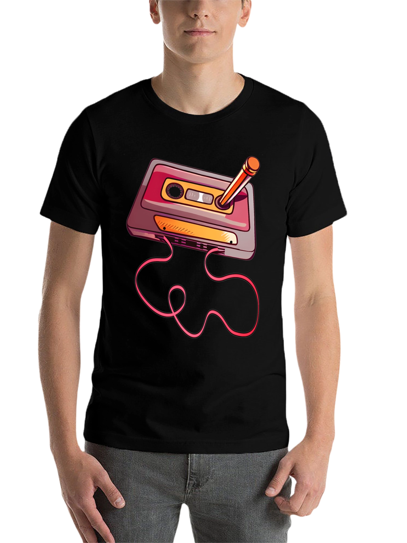 Black Retro Cassette Tape T-Shirt view 7