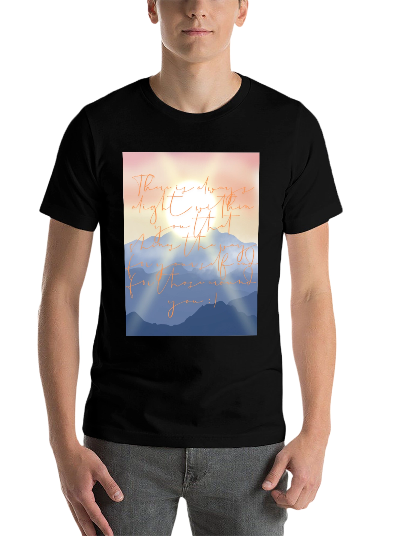 Black Inspirational Mountain Graphic T-Shirt view 7