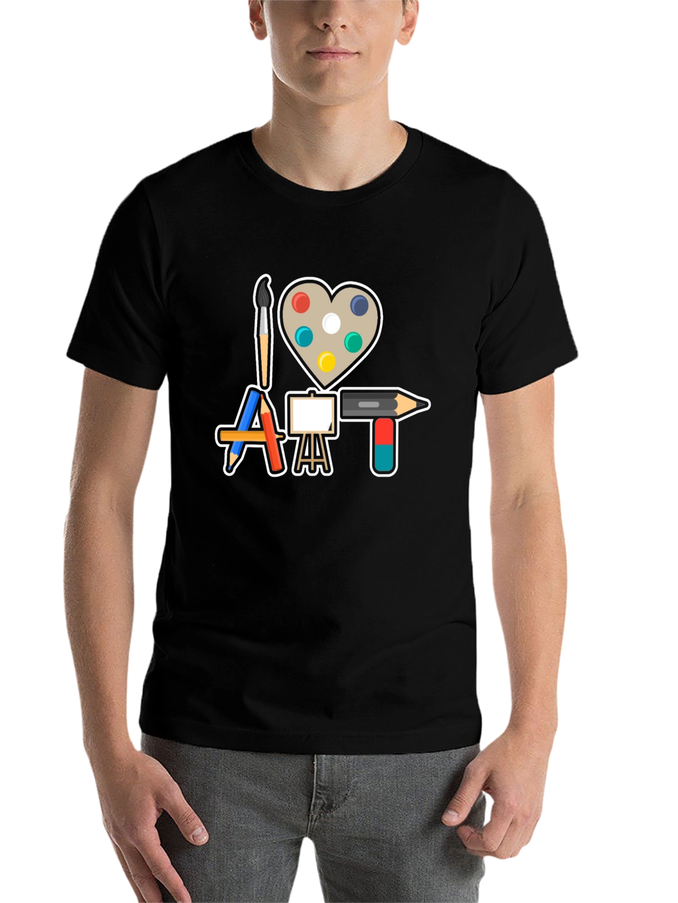 Black I Love Art T-Shirt - Creative Artist Design view 7