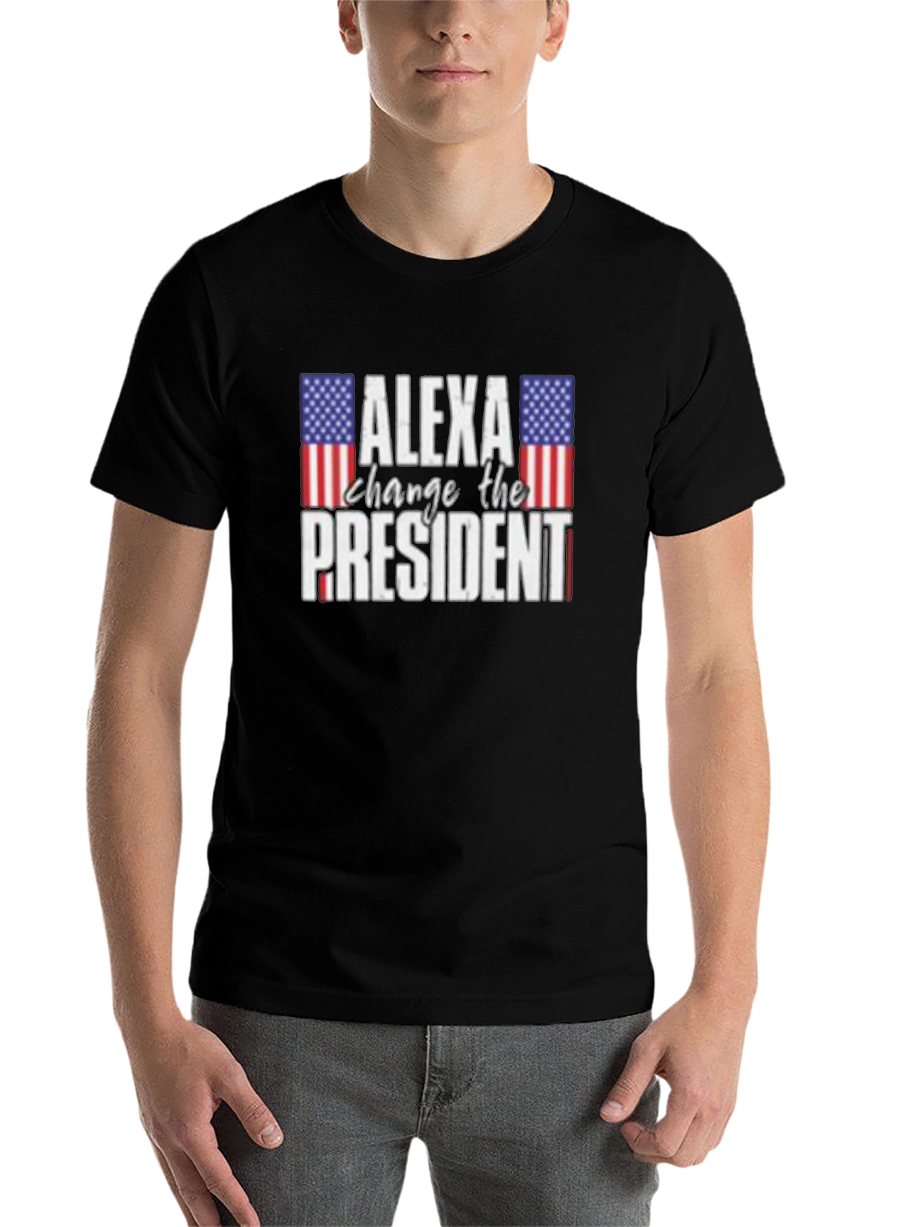 Black Alexa Change The President T-Shirt - Patriotic Humor view 7