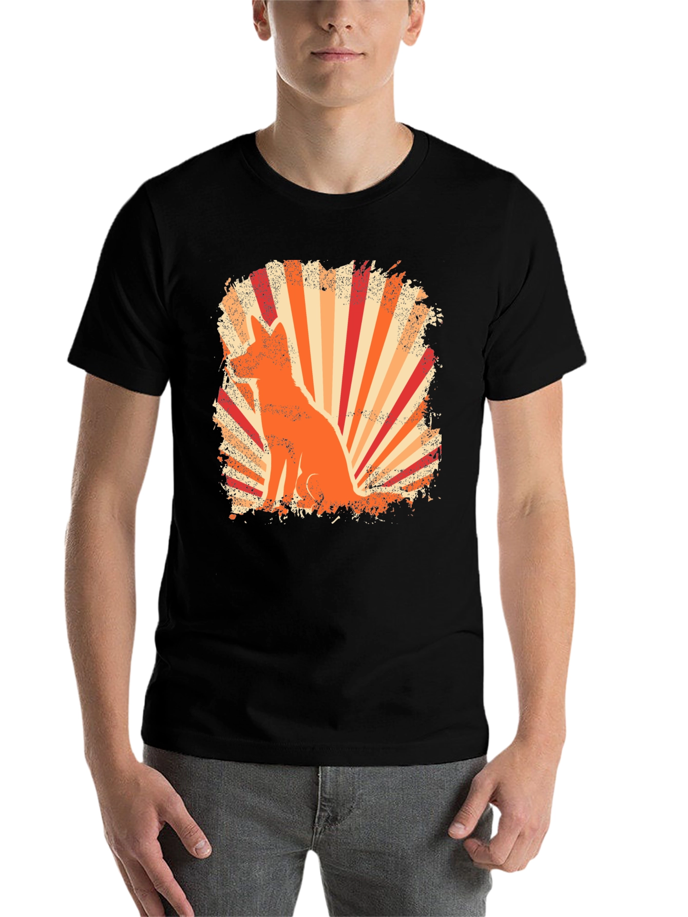 Black Retro Fox Graphic Tee - Black T-Shirt view 7