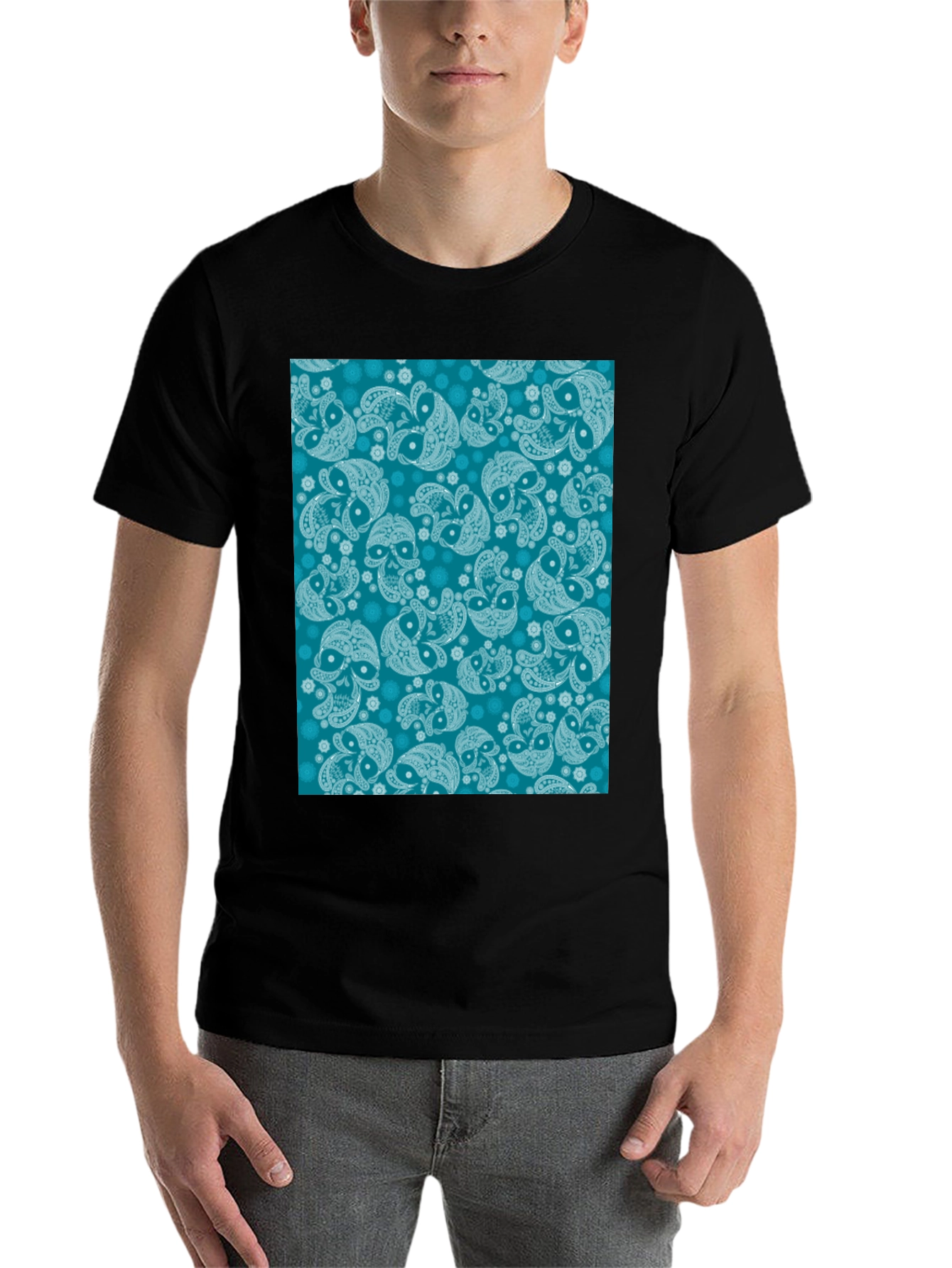 Black Patterned Graphic Print Tee view 7