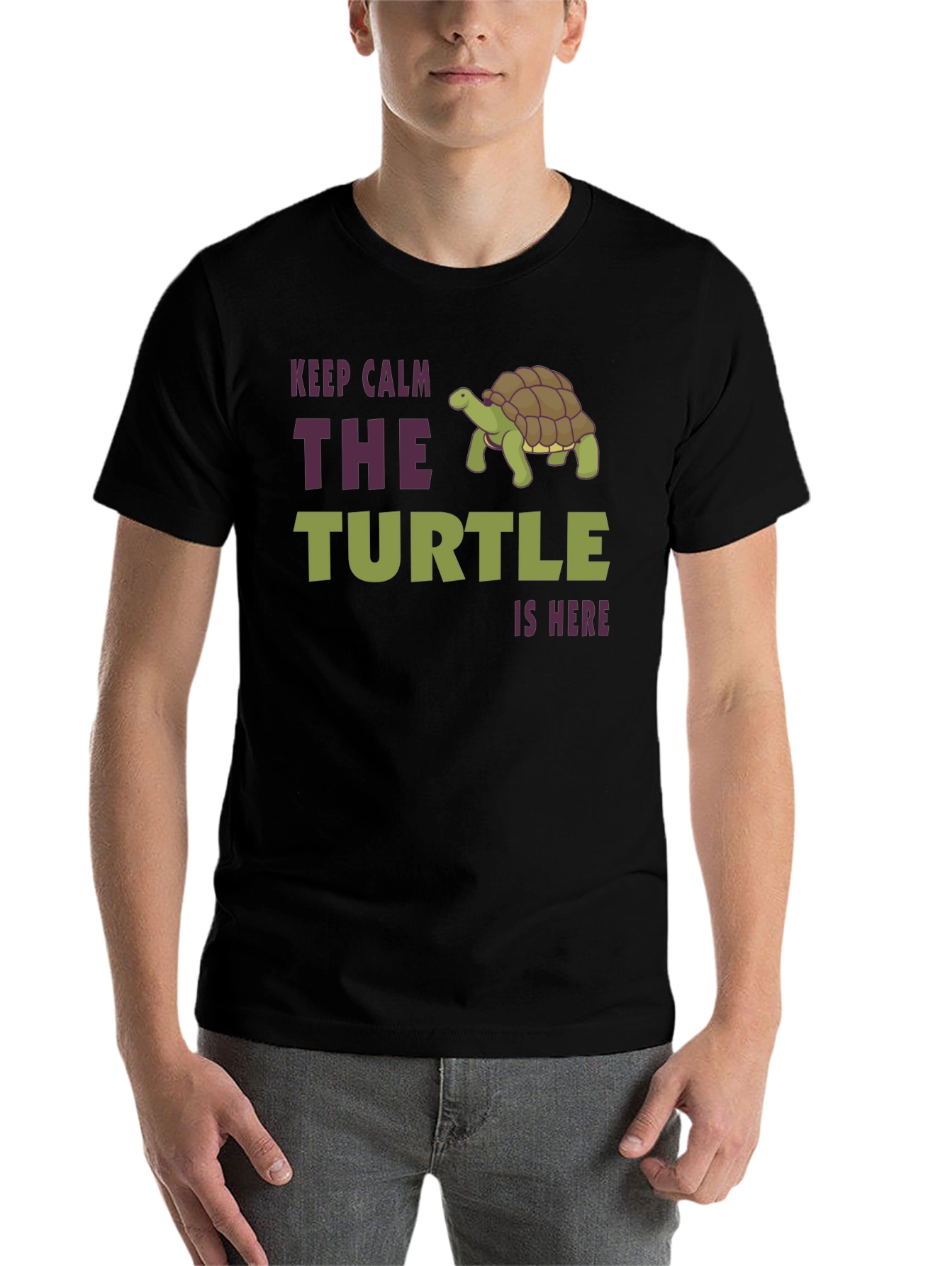 Black Keep Calm The Turtle Is Here Graphic T-Shirt view 7