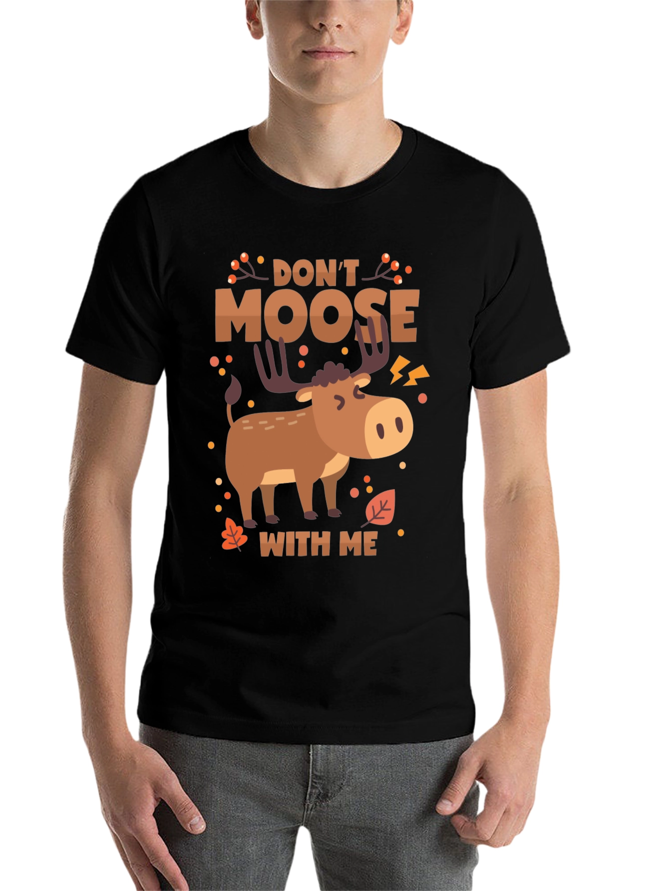 Black Don't Moose With Me Funny Graphic T-Shirt view 7