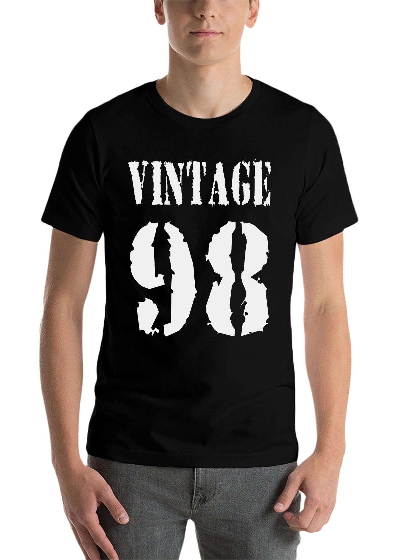 Black Vintage 98 Graphic Tee - Classic Birthday T-Shirt view 7