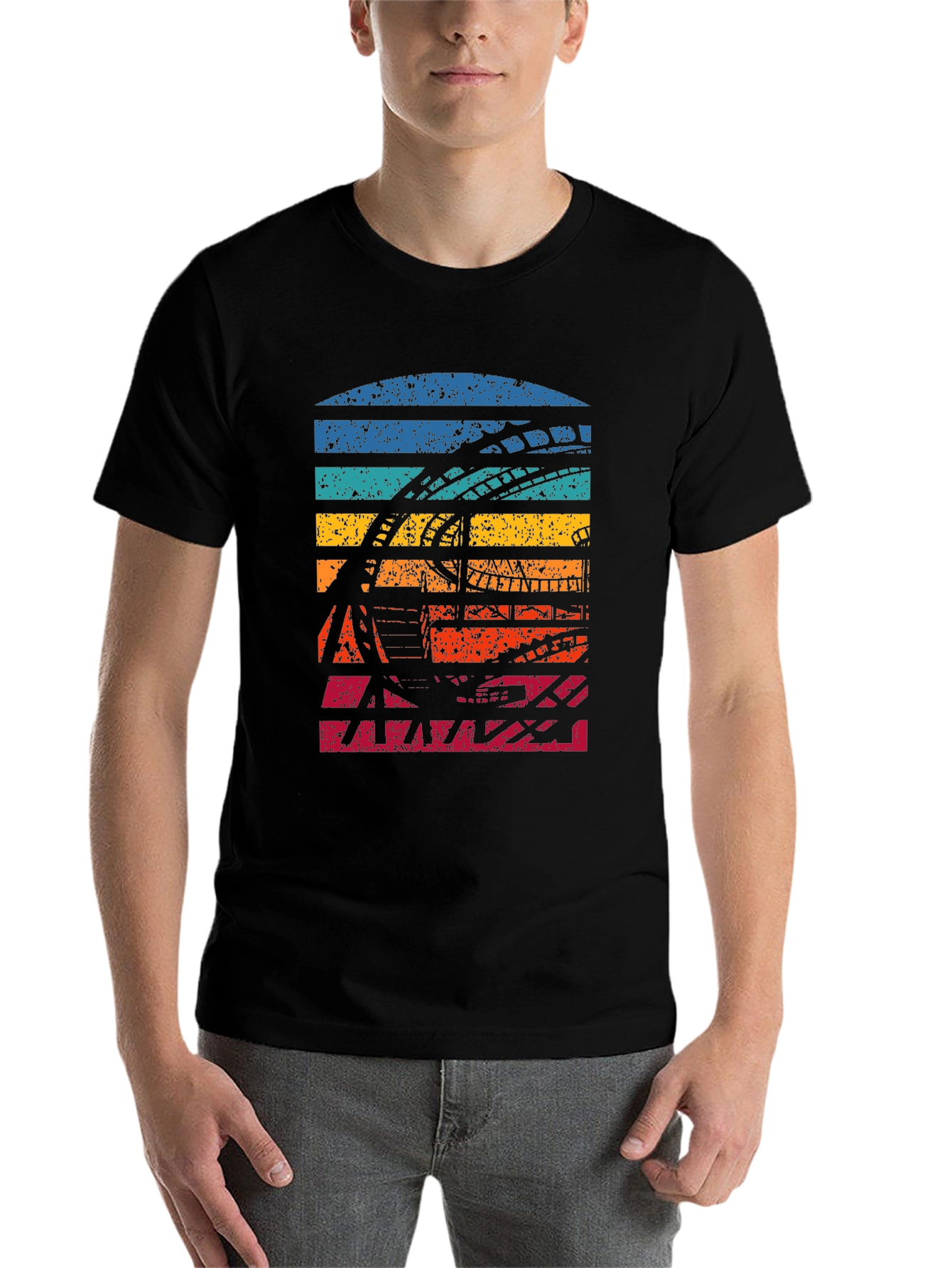 Black Retro Roller Coaster T-Shirt view 7