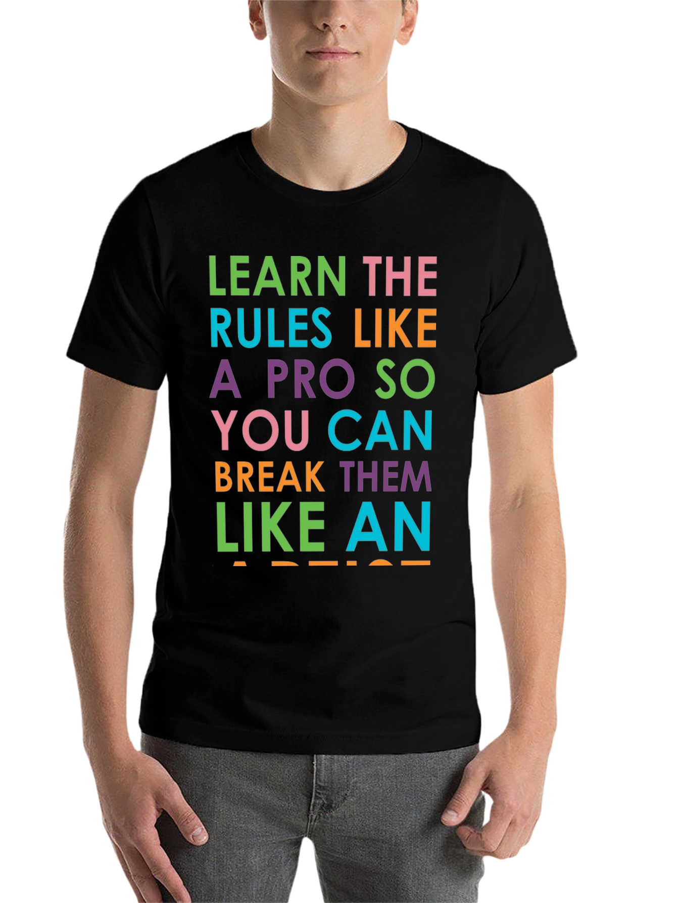 Black Learn the Rules Funny Graphic Tee view 7