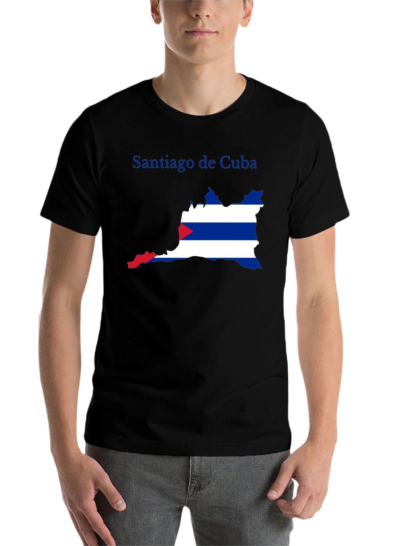 Black Santiago de Cuba Flag Graphic T-Shirt view 7