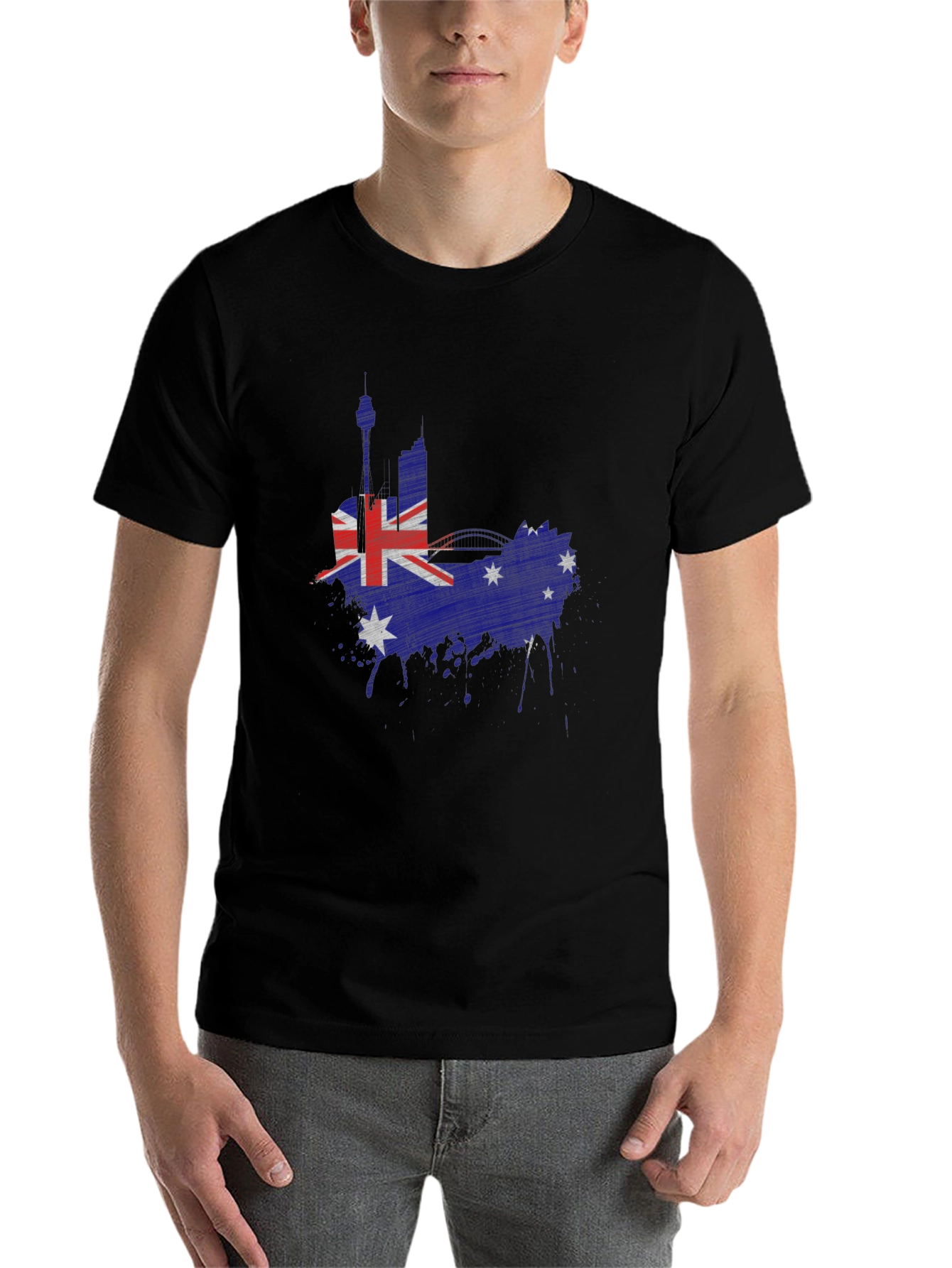 Black Australia Flag Graphic T-Shirt view 7