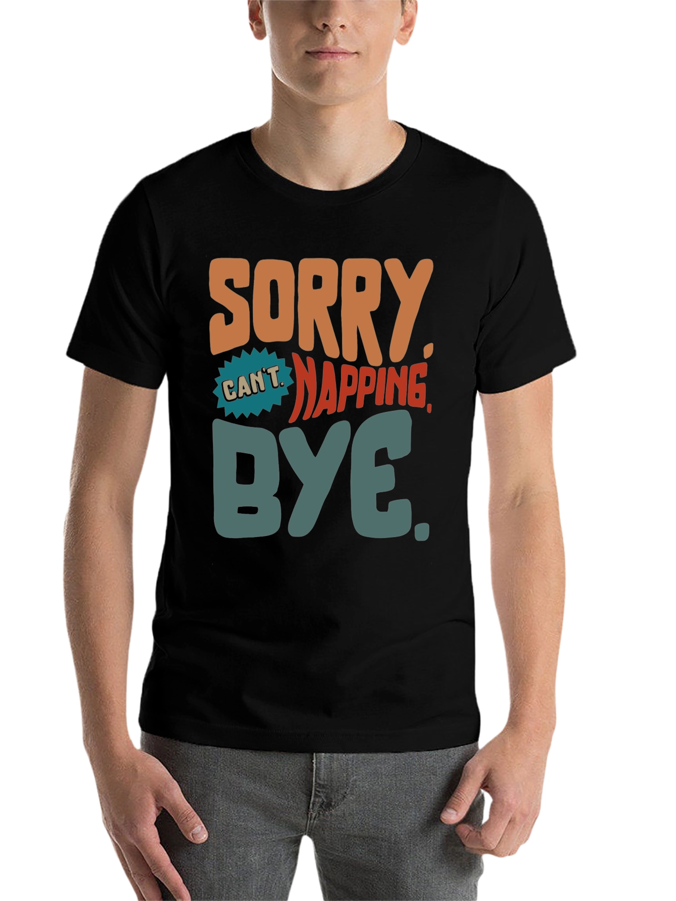 Black Sorry Can't Napping Bye T-Shirt view 7
